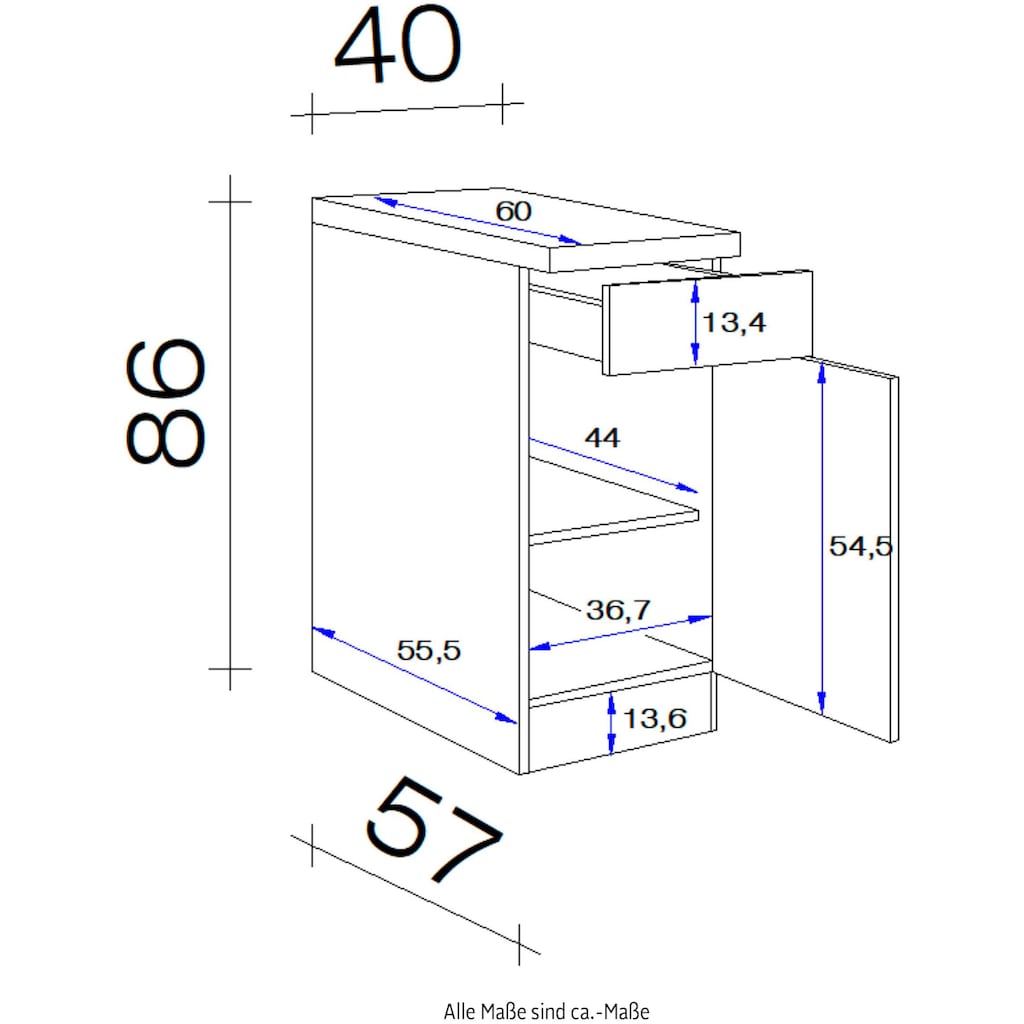 Flex-Well Unterschrank »Kopenhagen«, (B x H x T) 40 x 86 x 60 cm