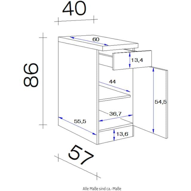 Flex-Well Unterschrank »Kopenhagen«, (B x H x T) 40 x 86 x 60 cm online  bestellen