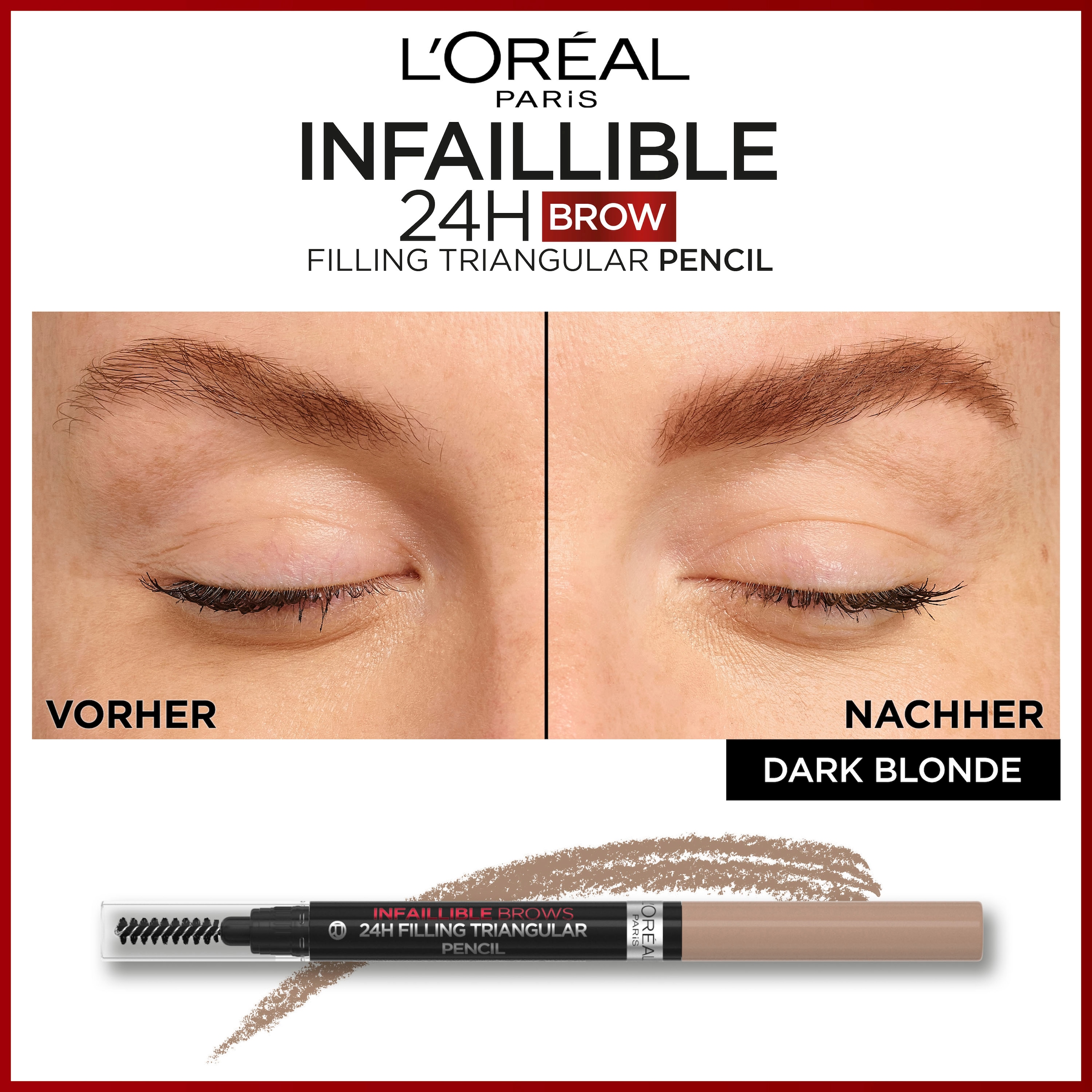 L'ORÉAL PARIS Augenbrauenpflege »Infaillible Brows 24h Pencil«, mit sanfter Dreiecksspitze