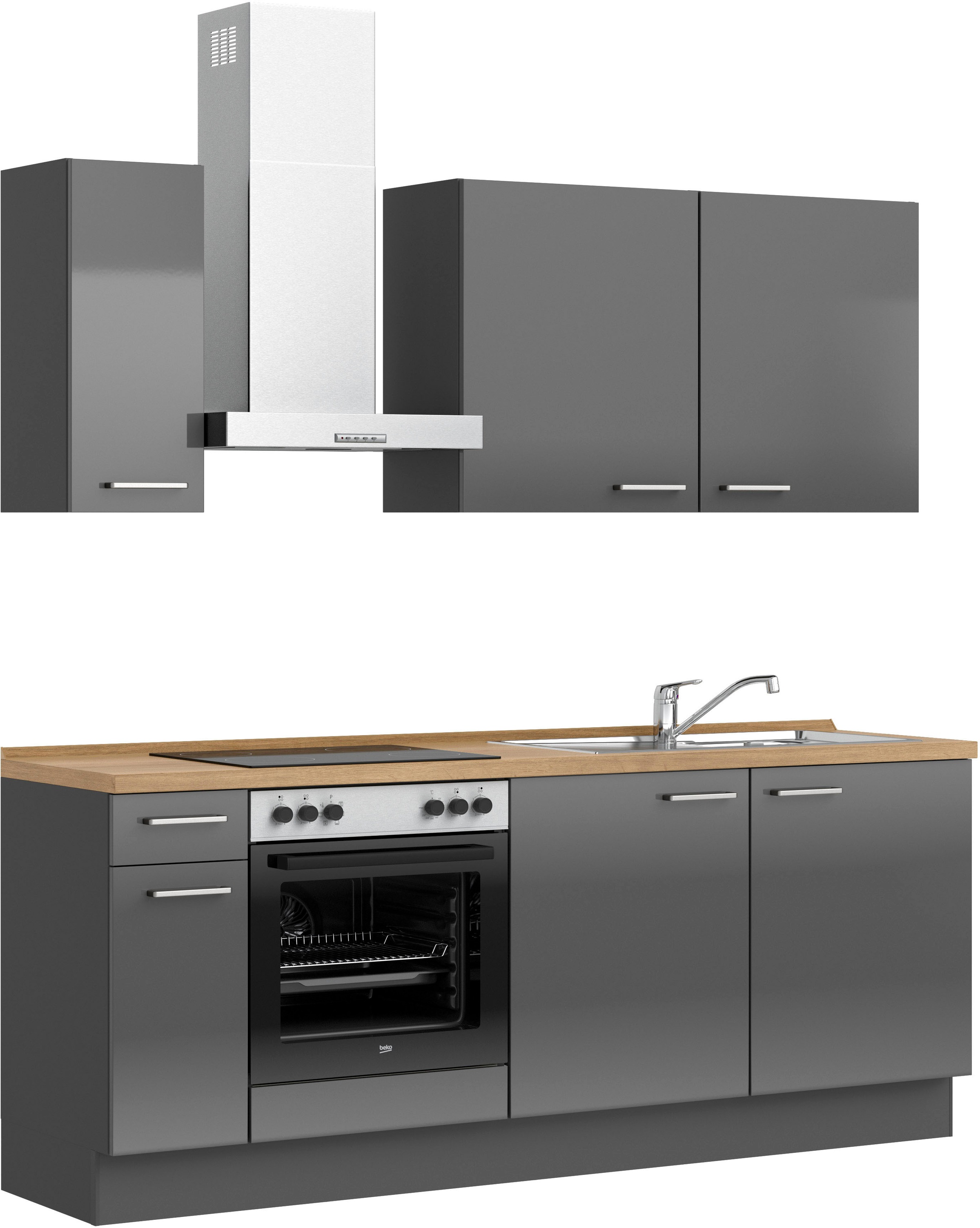 nobilia® Küchenzeile »"Flash I"«, vormontiert, Ausrichtung wählbar, Breite 210 cm, wahlw. mit E-Geräten