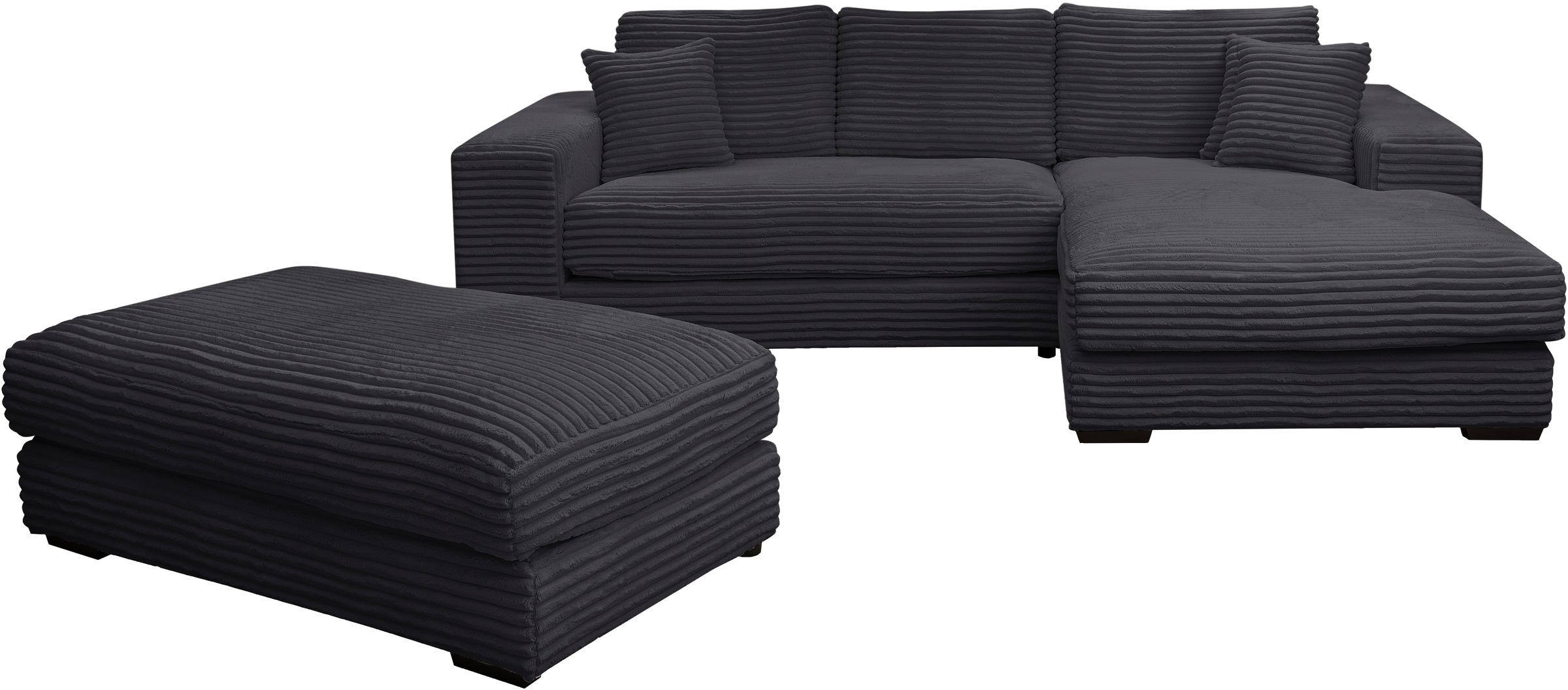 WERK2 Polstergarnitur »Eden L-Form + Hocker. Mega Couch Breite 286cm, Cord« günstig online kaufen