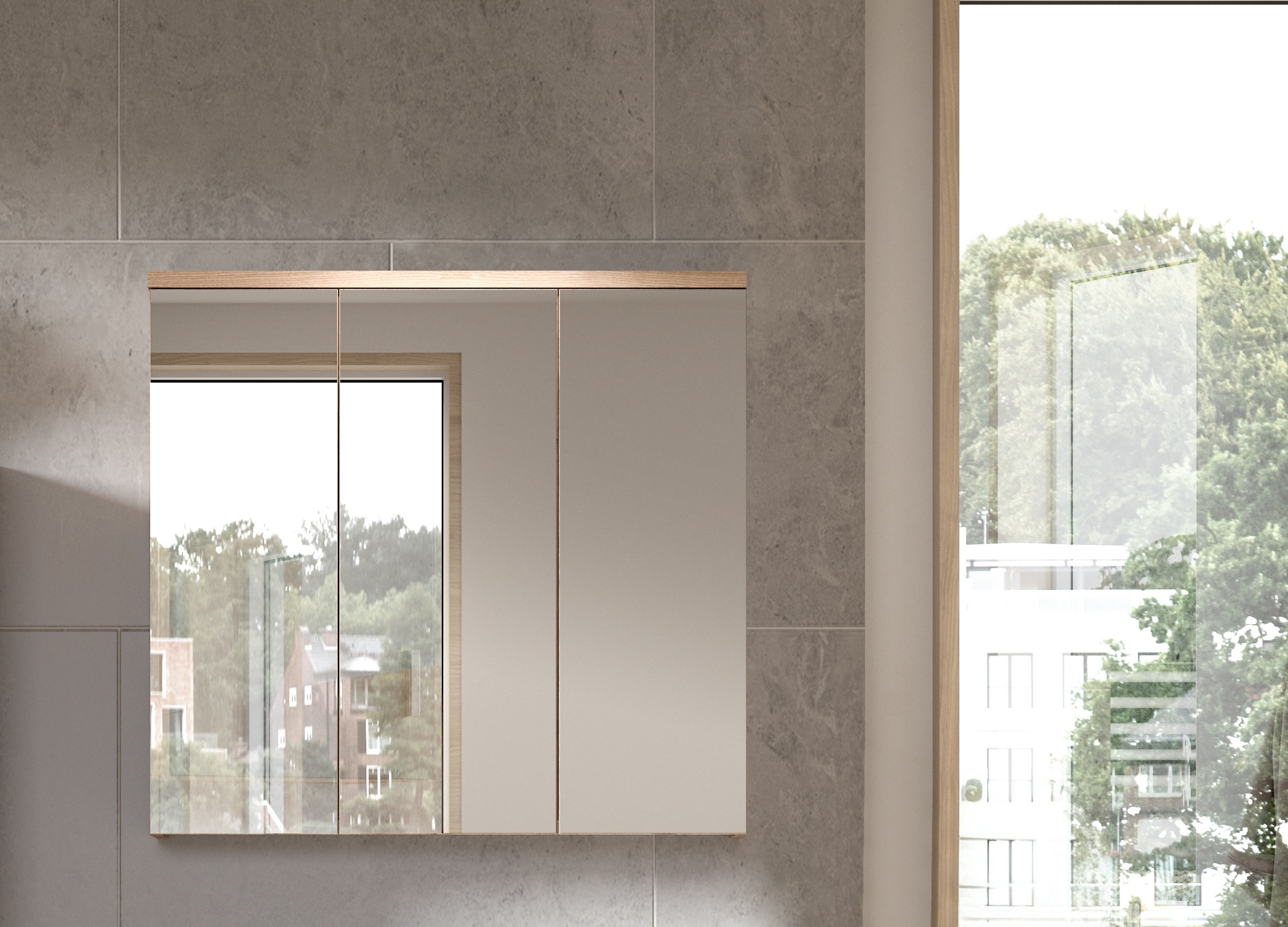 welltime Badezimmerspiegelschrank »Dolo, Breite 80 cm, 3 Spiegeltüren, 9 Fä günstig online kaufen