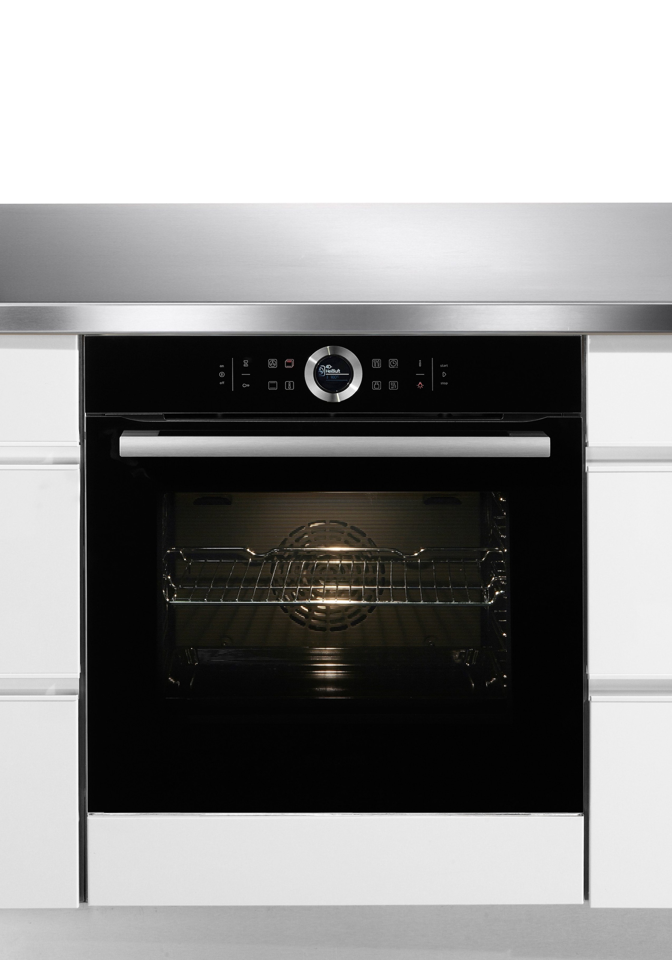 BOSCH Einbaubackofen »HBG635B«, Serie 8, mit Teleskopauszug nachrüstbar, ecoClean Direct, 4D-Heißluft-Eco-Ober-/Unterhitze Eco-Umluft-Infra-Grill-Großflächen-/Kleinflächengrill-Pizzastufe-Sanftgaren-Vorwärmen-Warmhalten-Auftaustufe, mit Pizzastufe