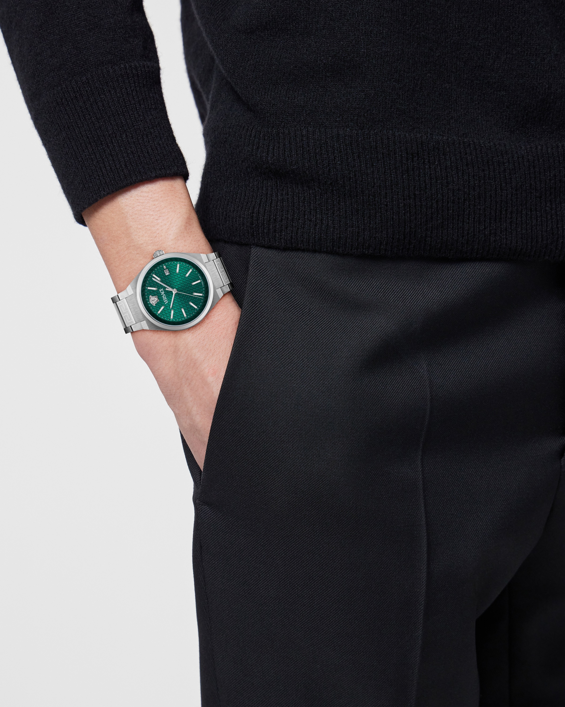 Versace Quarzuhr »V-AURIA«, Armbanduhr, Herrenuhr, Swiss Made, Edelstahlarmband, analog, Datum