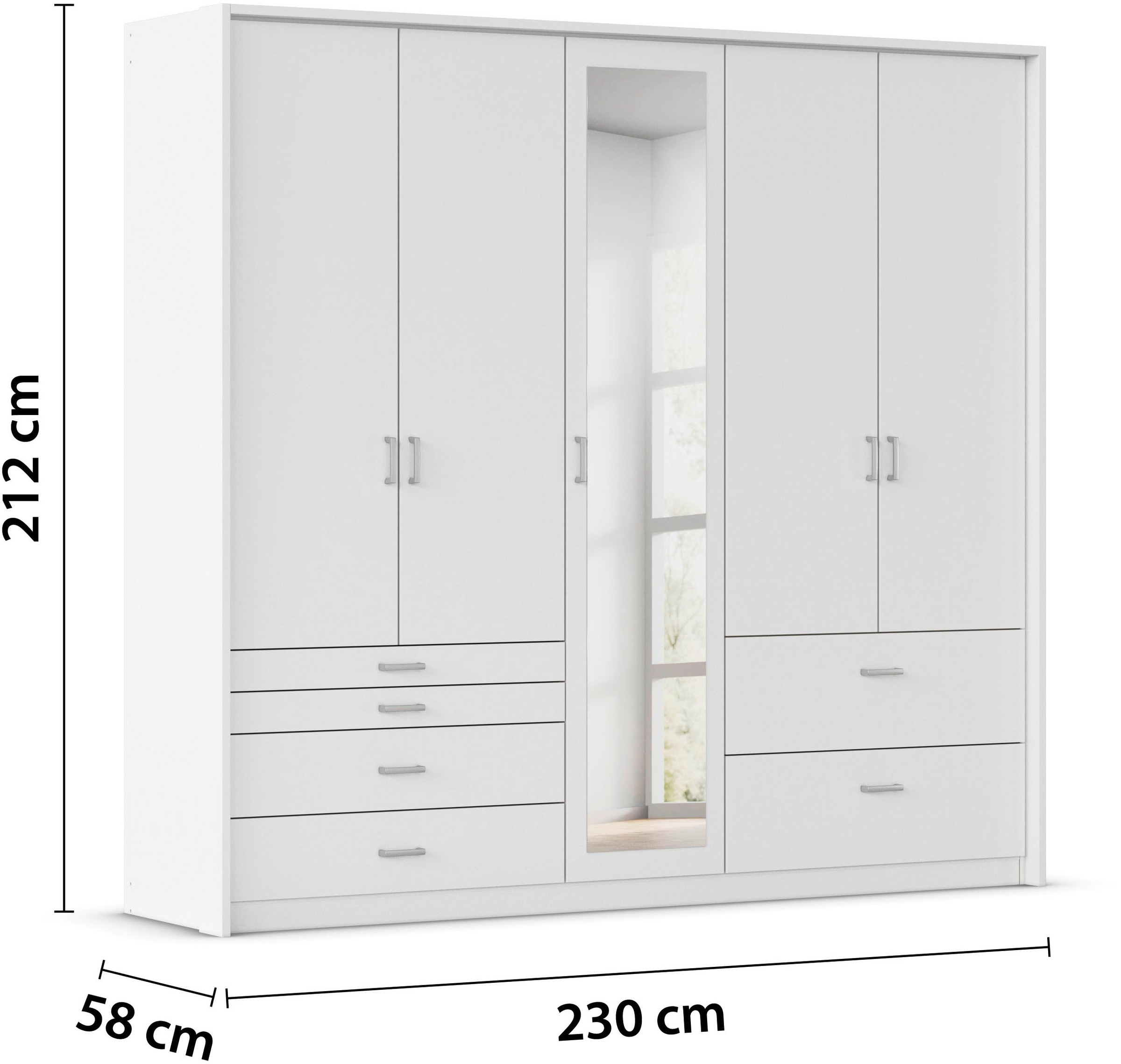 rauch Drehtürenschrank »Kleiderschrank Schrank Garderobe Wäscheschrank WILDBERG« Breiten 230/275 cm, Höhen 212/231 cm,  mit 6 Schubladen, obere Schublade mit Holz-Einteilung MADE IN GERMANY