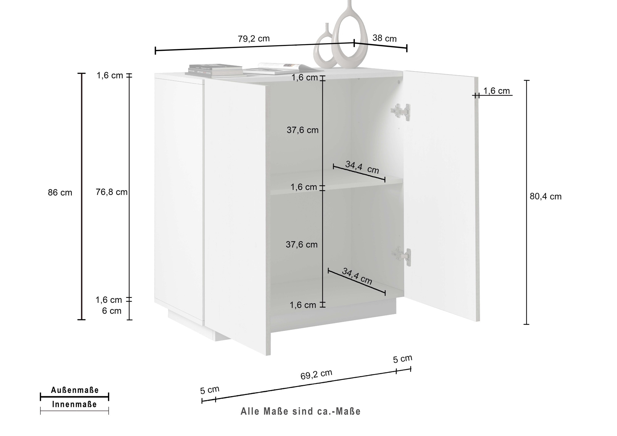 INOSIGN Aktenschrank »Essential, Mehrzweckschrank, Büroschrank mit 2 Türen«, & verstellbaren Einlegeböden, Höhe 86 oder 166 cm, Made in Italy
