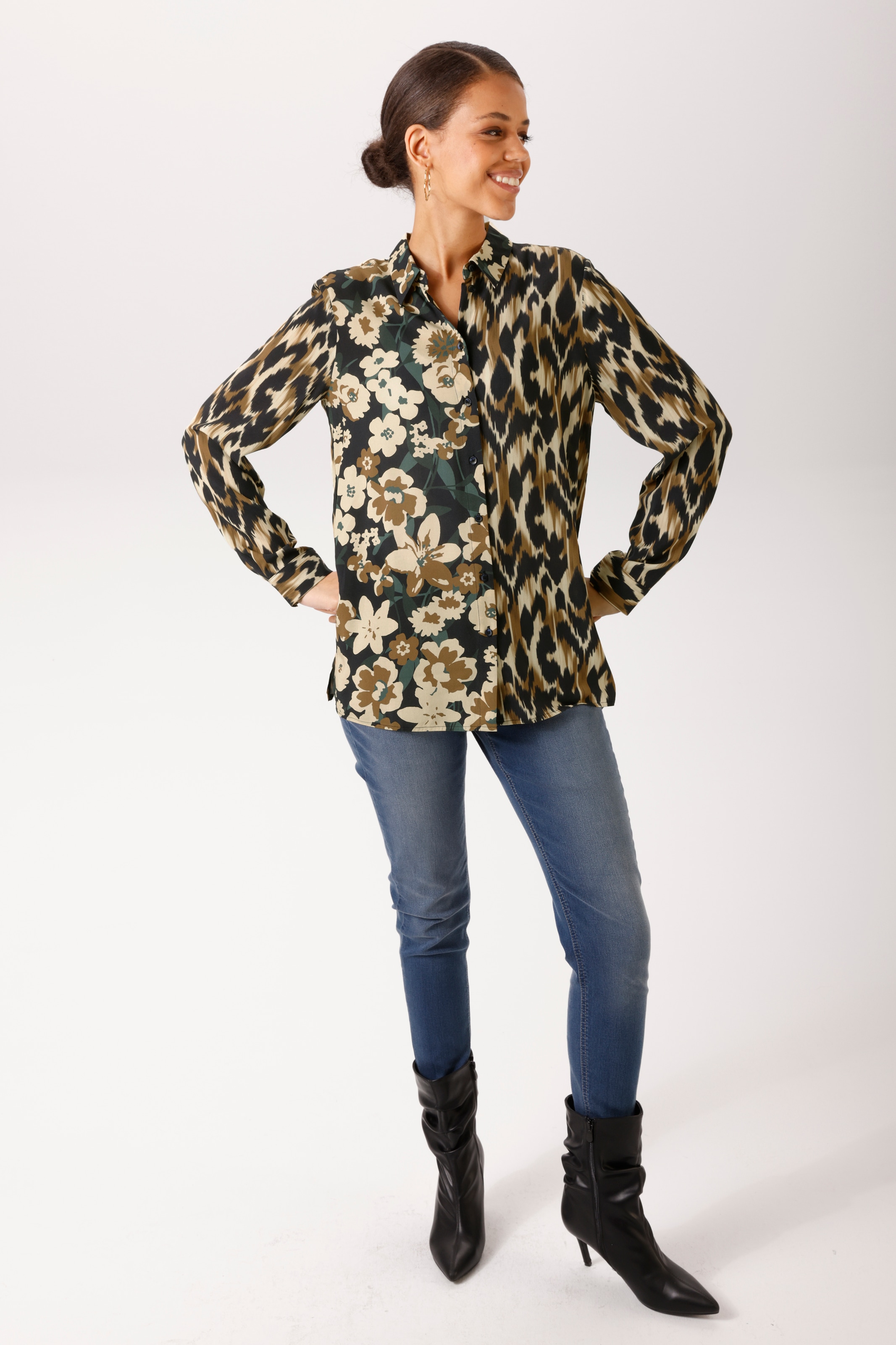 Aniston CASUAL Hemdbluse im farbharmonischen Muster-Mix - NEUE KOLLEKTION