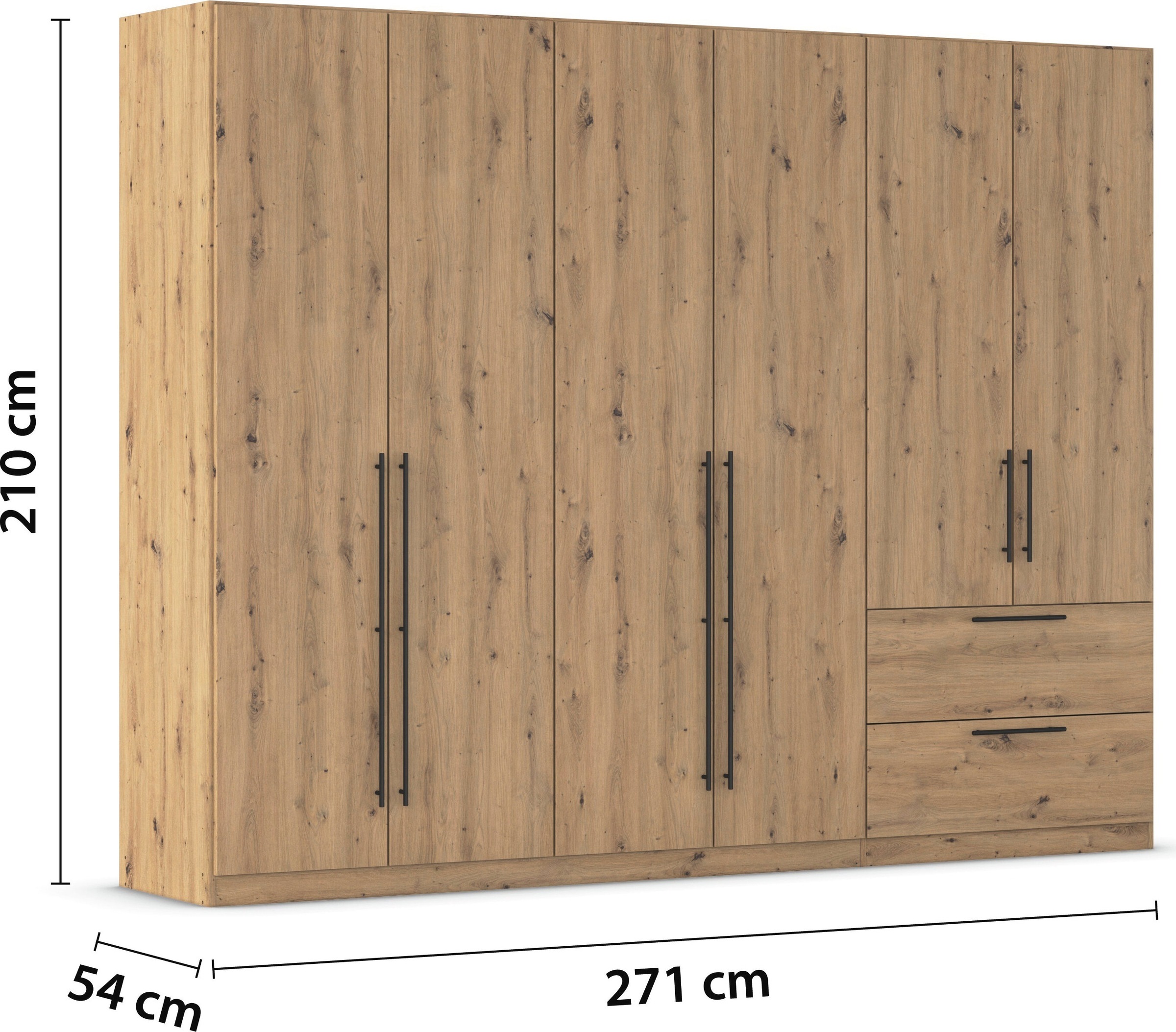 rauch Kleiderschrank »Drehtürenschrank Schrank Garderobe Wäscheschrank Schlafzimmer AVOLA«, (in 3 verschiedenen Ausstattungen BASIC/CLASSIC/PREMIUM), mit hochwertigen Stangengriffen in Schwarz aus Metall MADE IN GERMANY