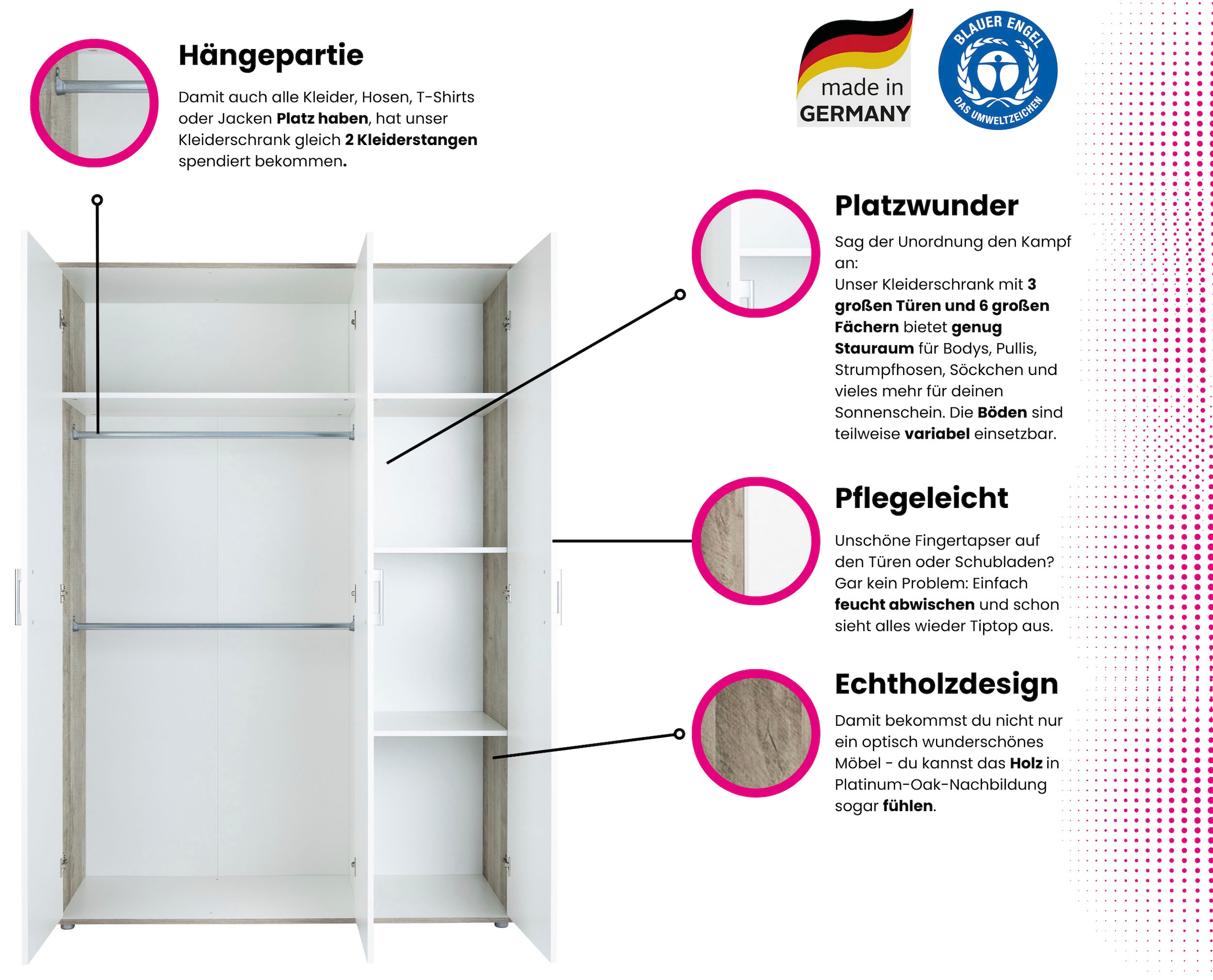 Home affaire Babyzimmer-Komplettset »Henning« Set, inkl. Lattenrost, 5 Stk. tlg. Kleiderschrank, Kinderbett, Wickelkommode, Seiten und Wickelkomm-Regal