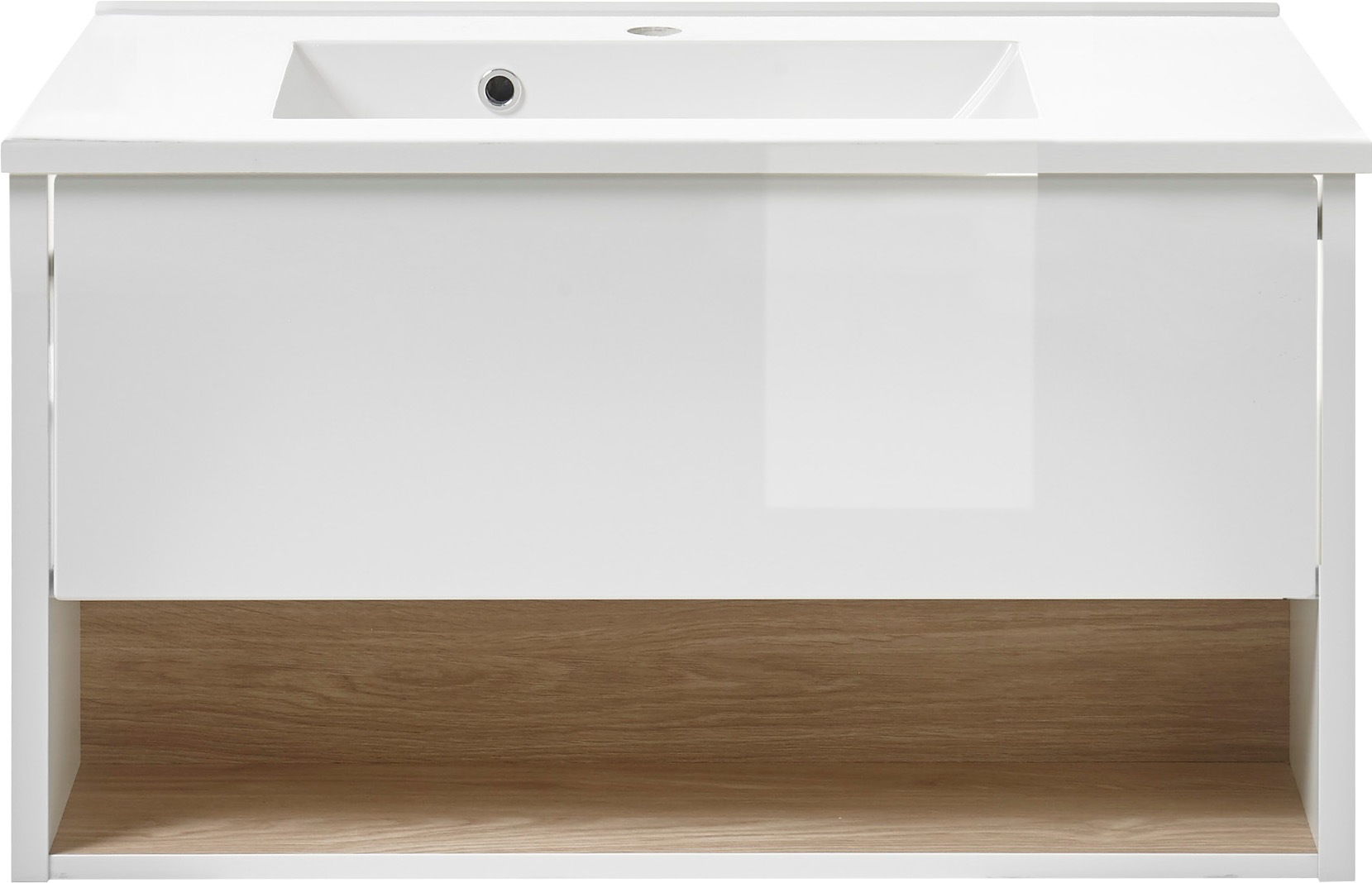 Places of Style Badmöbel-Set »Studio Line, Bad im modernen Design, 2-teiliges Badezimmer«, (2 St.), Waschtisch und Spiegel, in zwei Farben verfügbar, viel Stauraum
