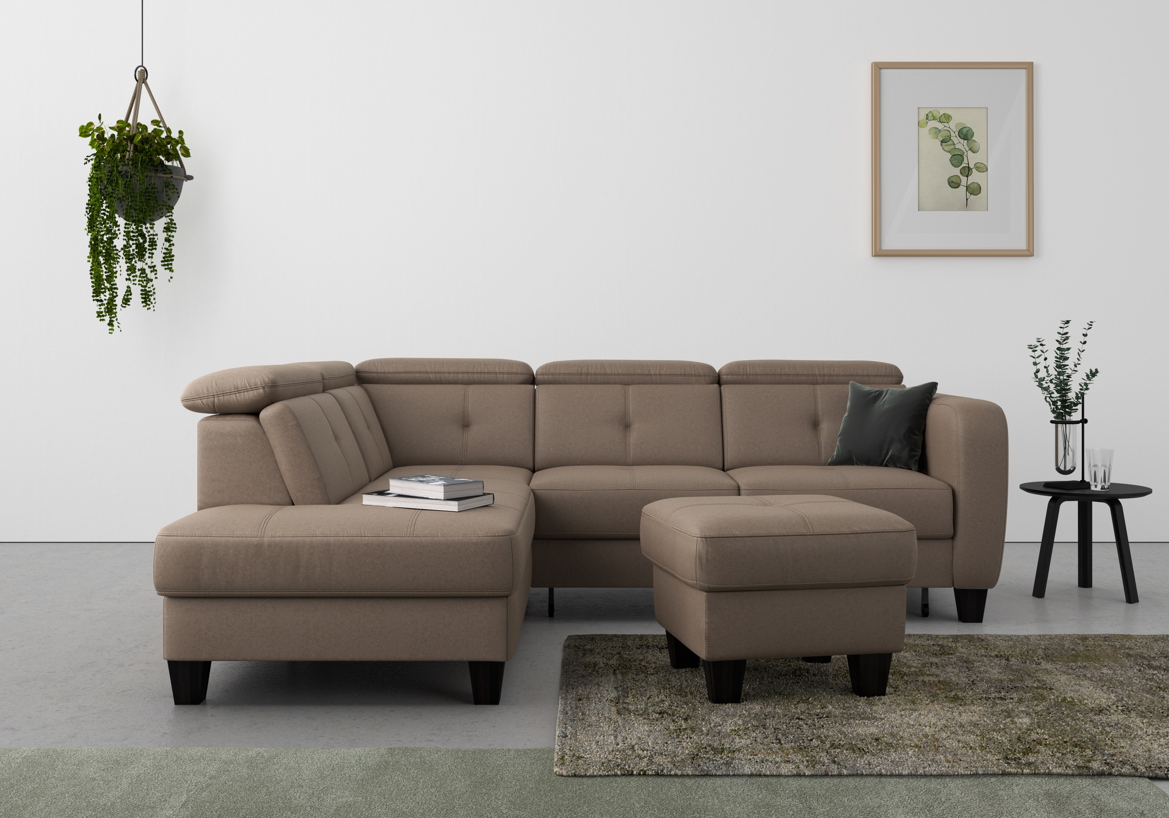 sit&more Ecksofa »Belluci L-Form«, inklusive Federkern, wahlweise mit Bettfunktion und Bettkasten