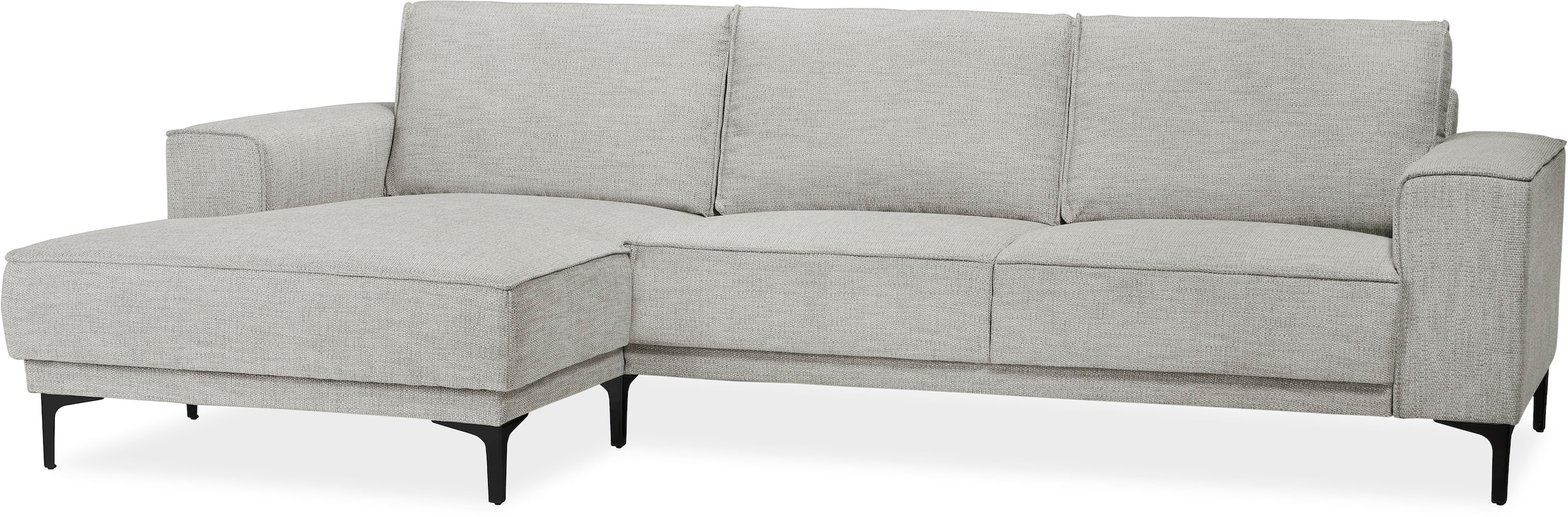Places of Style Ecksofa »Polsterecke Oland, Struktur, Flachgewebe, Luxus-Microfaser, Boucle«, L-Form, 280 cm, Wellenunterfederung, Skandi-Design, Metallfüße