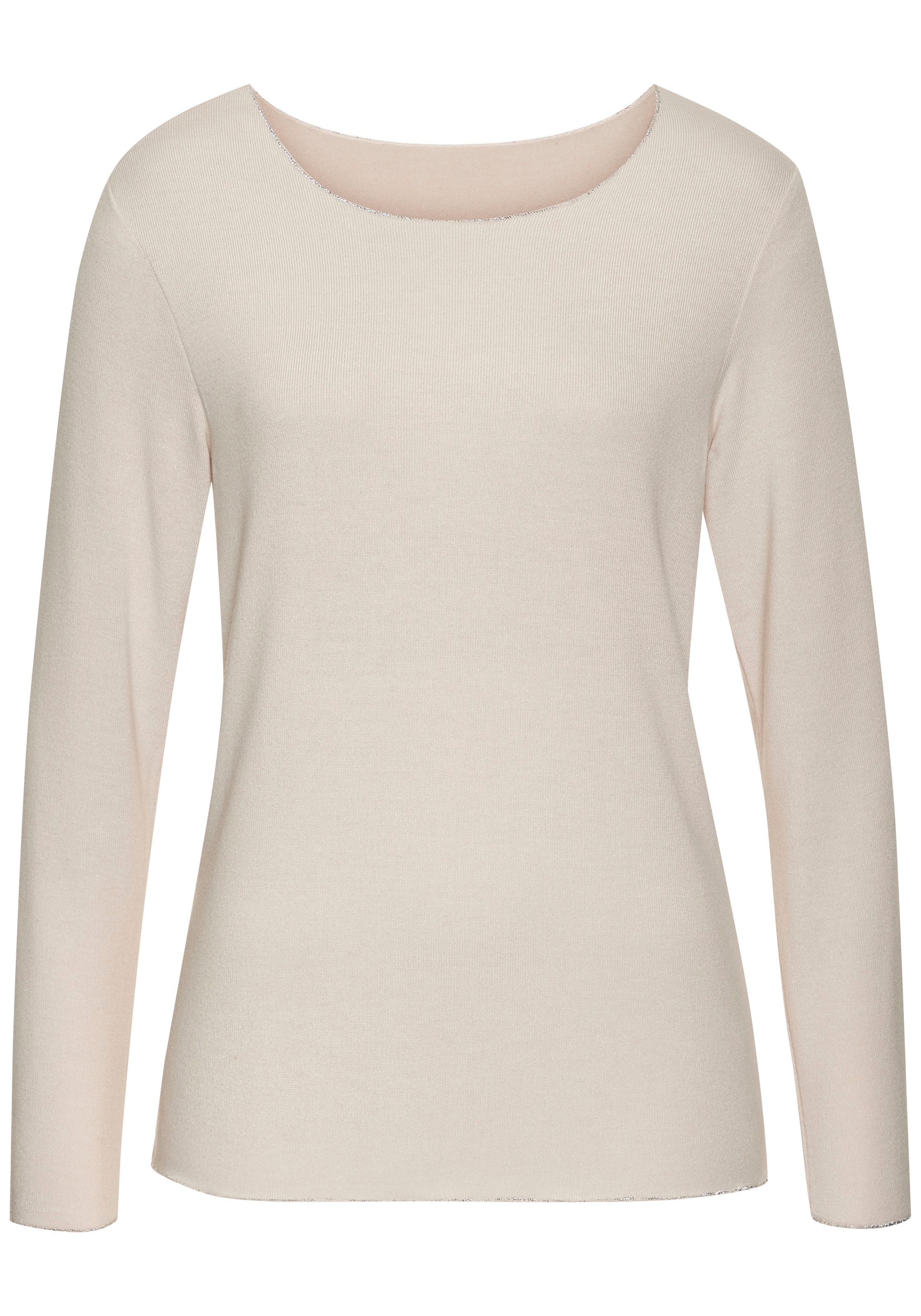LASCANA Langarmshirt »mit feiner Glitzereinfassung«, aus weichem Viskose-Feinstrick