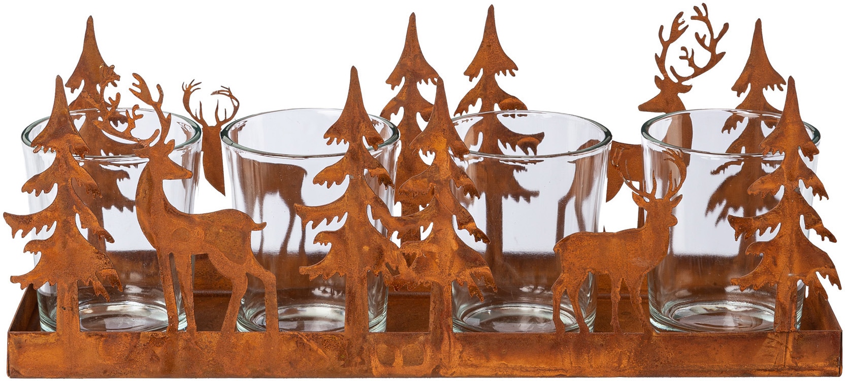 Creativ deco Teelichthalter »Weihnachtsdeko«, (1 St.), Oberfläche in  Rost-Optik, Maße Gläser: Ø 5,5 cm, Höhe 6,5 cm online bei