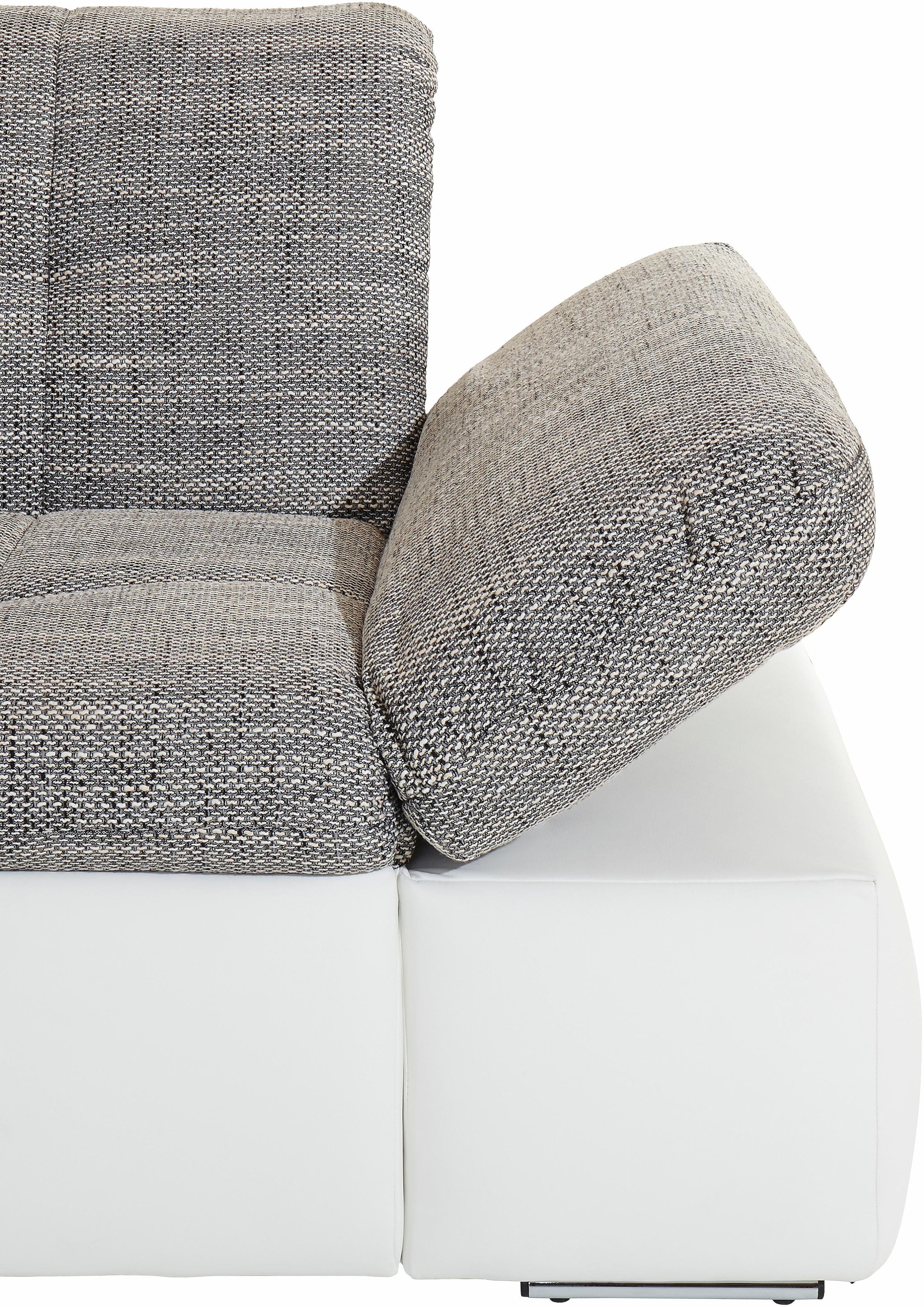 DOMO collection Ecksofa »Moric, L-Form, XXL-Sofa - Breite 300cm«, wahlweise mit Bettfunktion und Armteilverstellung, weiß-grau