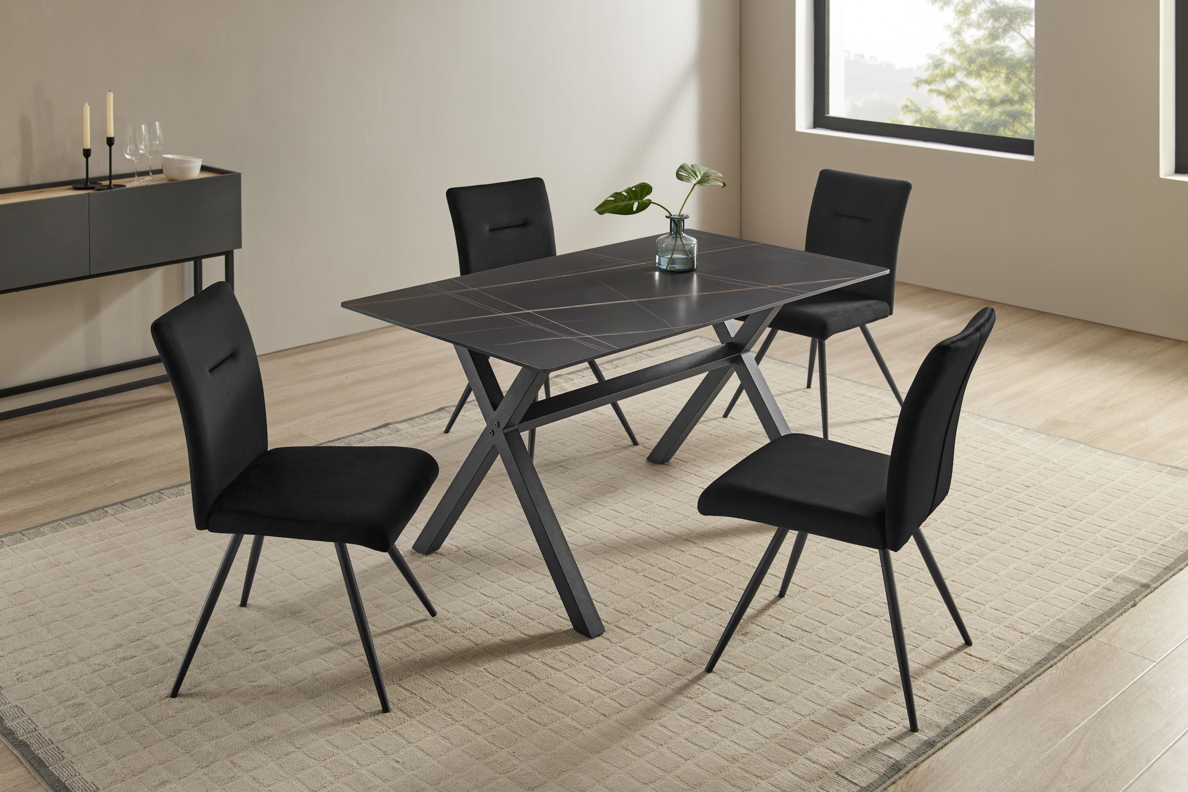 OTTO home Essgruppe »Arye« Set, 140 cm Esstisch + 4 Stühle, 5 Stk. tlg. Sam günstig online kaufen