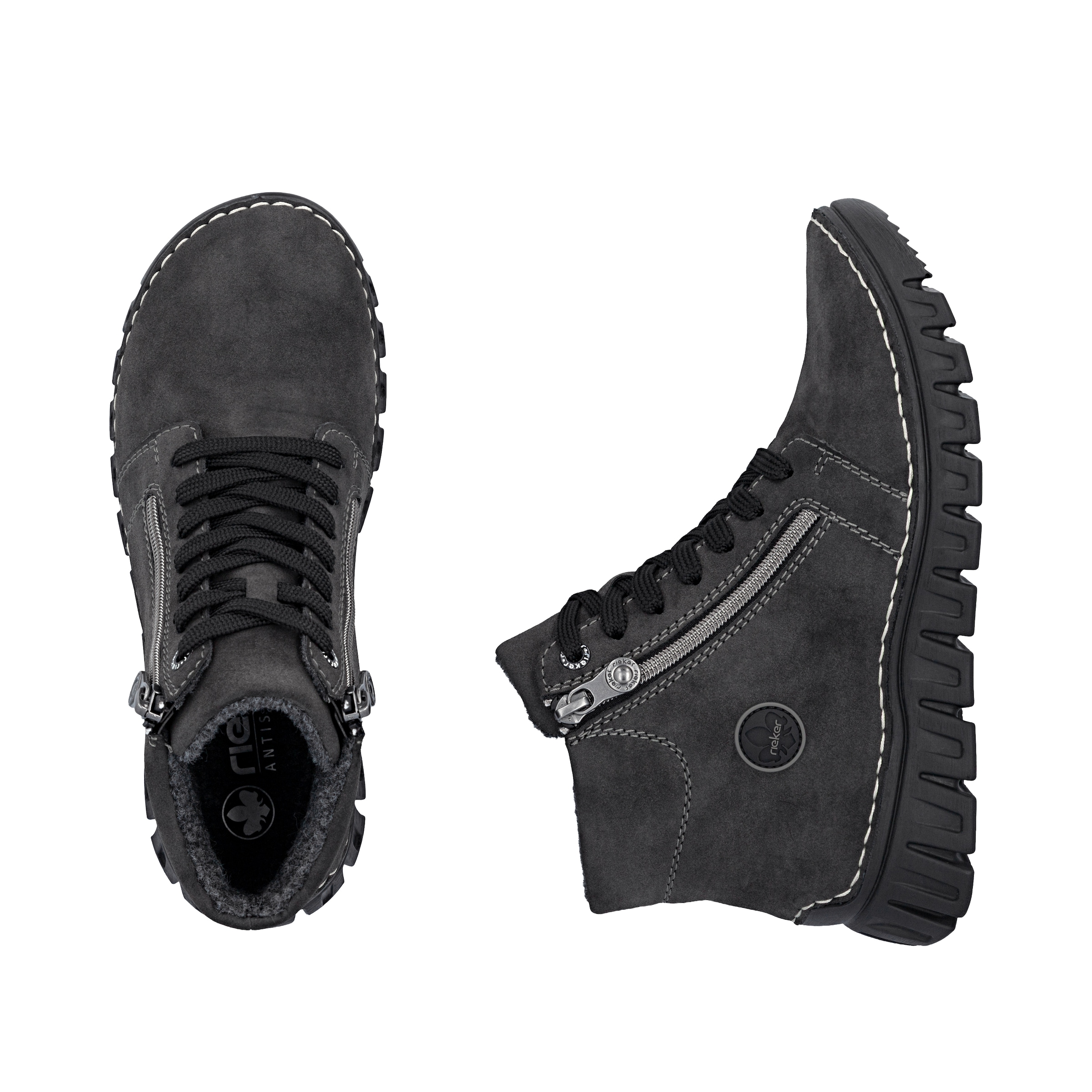 Rieker Schnürboots  Casual-Boots, Stiefelette mit beidseitigen Reißverschlüssen