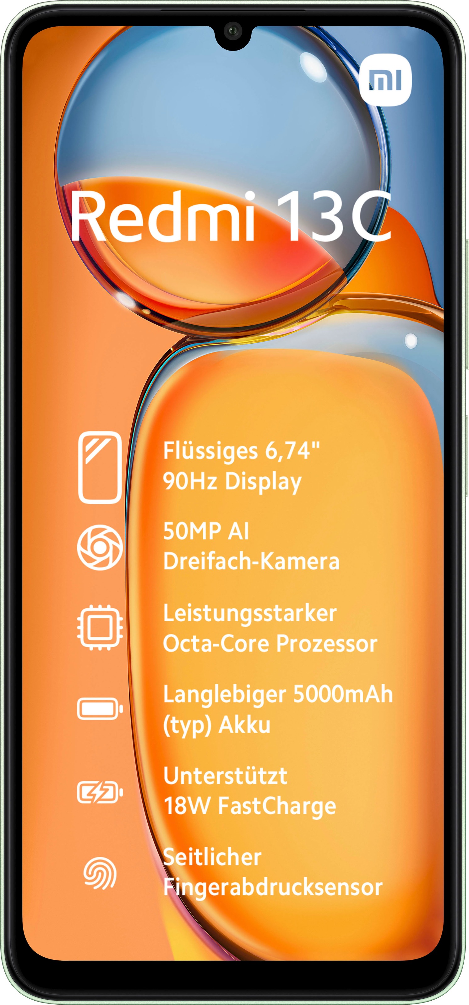 2. Bild von Xiaomi Smartphone »Redmi 13C 4GB+128GB«, Hellgrün, 17,1 cm/6,74 Zoll, 50 MP Kamera