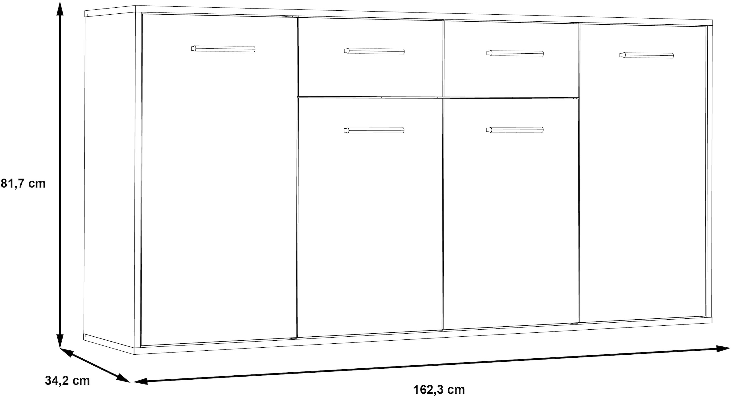 FORTE Sideboard »Sideboard, verschiedene Dekore, Schubkästen«