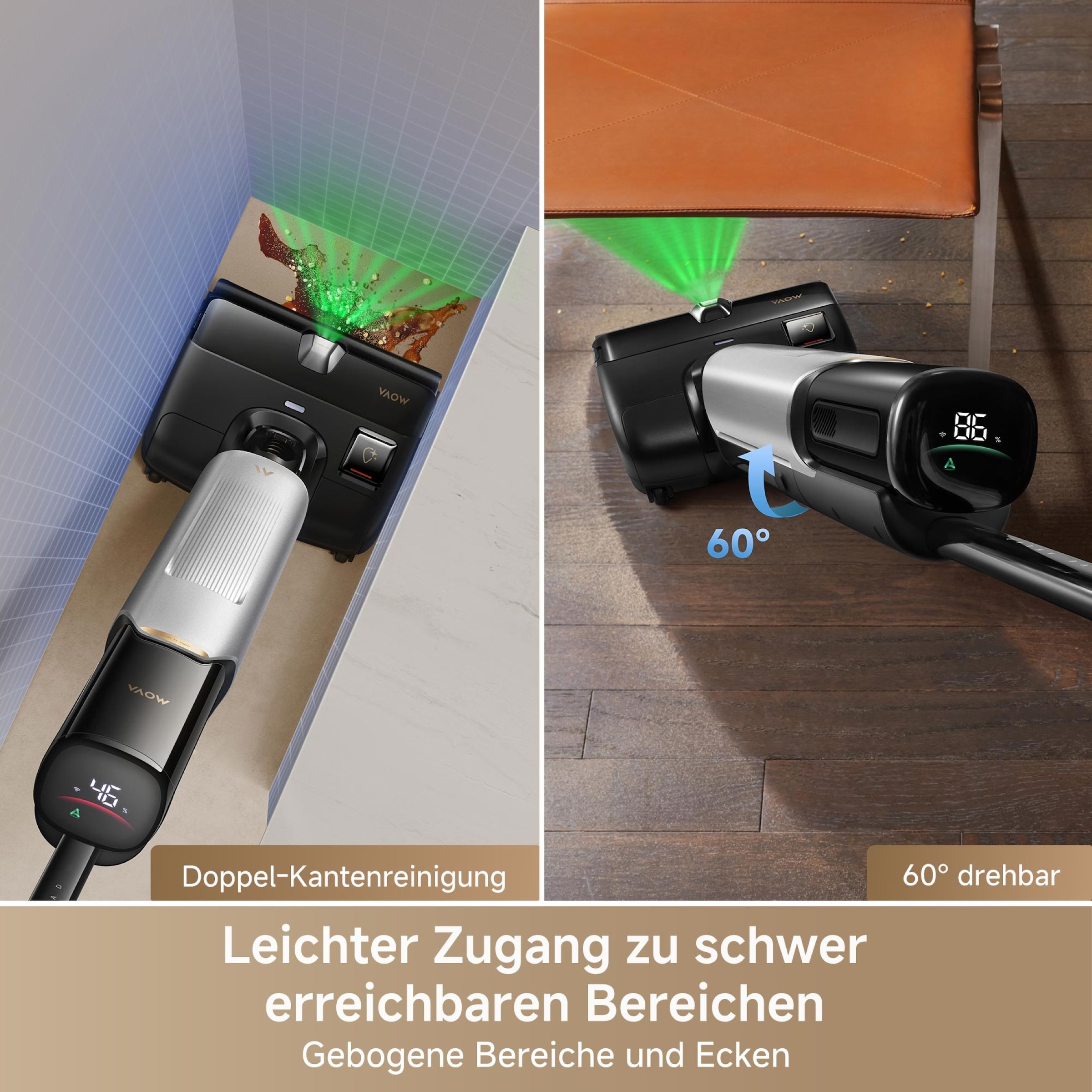 Mova Nass-Trocken-Sauger »X4 Plus«, KI-Reinigung, 180°-Design, selbstreinigende Bürste, 20.000Pa Saugkraft