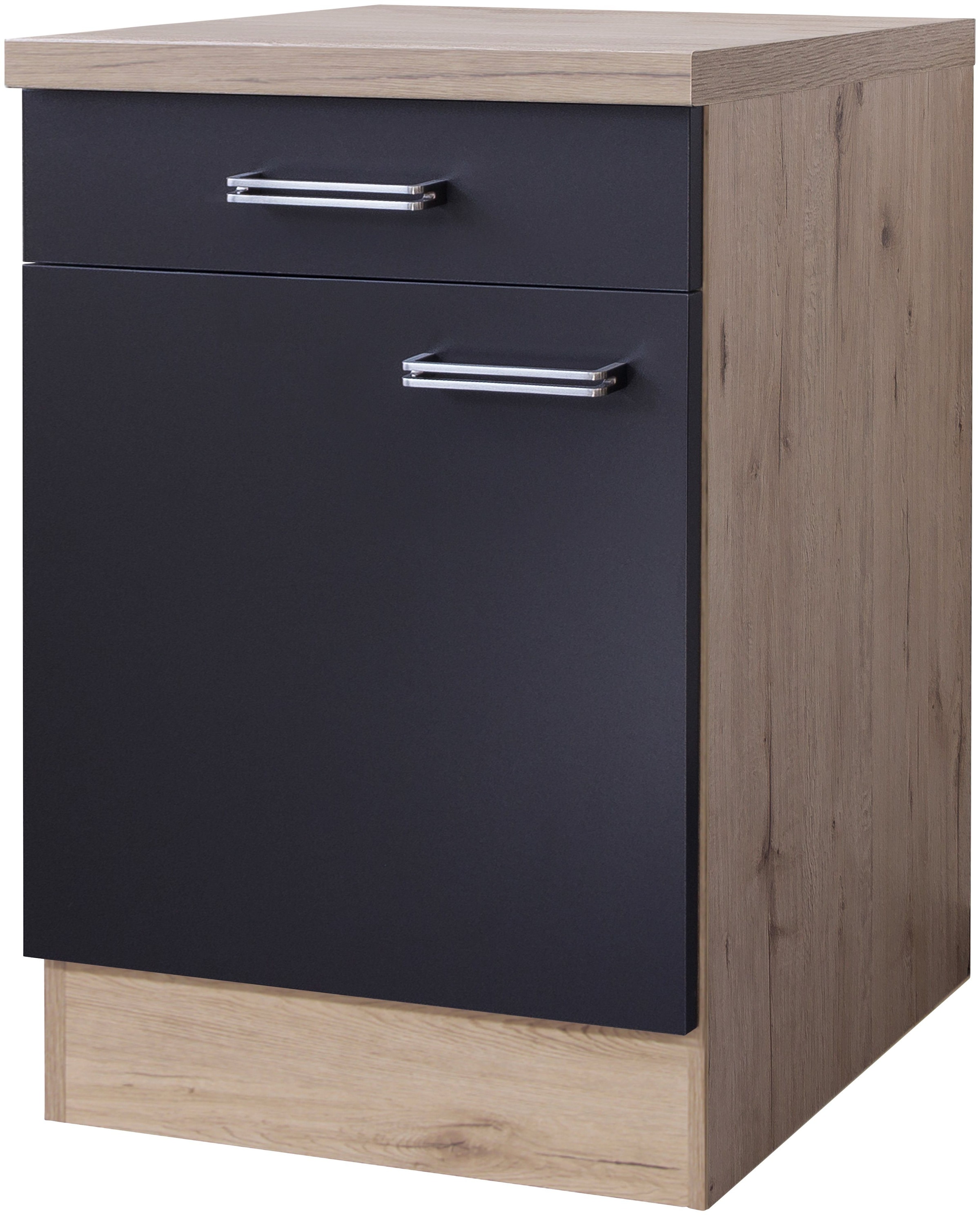 Flex-Well Exclusiv Unterschrank Lara 60 cm Anthrazit-San Remo Eiche günstig online kaufen