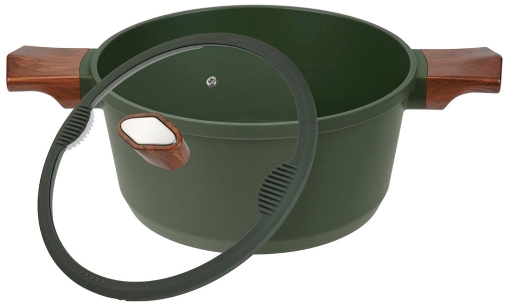 RESTO Kitchenware Kochtopf »Sadr, Bratentopf antihaftbeschichtet, im Geschenkkarton«, Aluminiumguss, (2 tlg.), inkl. Glasdeckel mit Silikonrand und integrierten Abgießlöchern