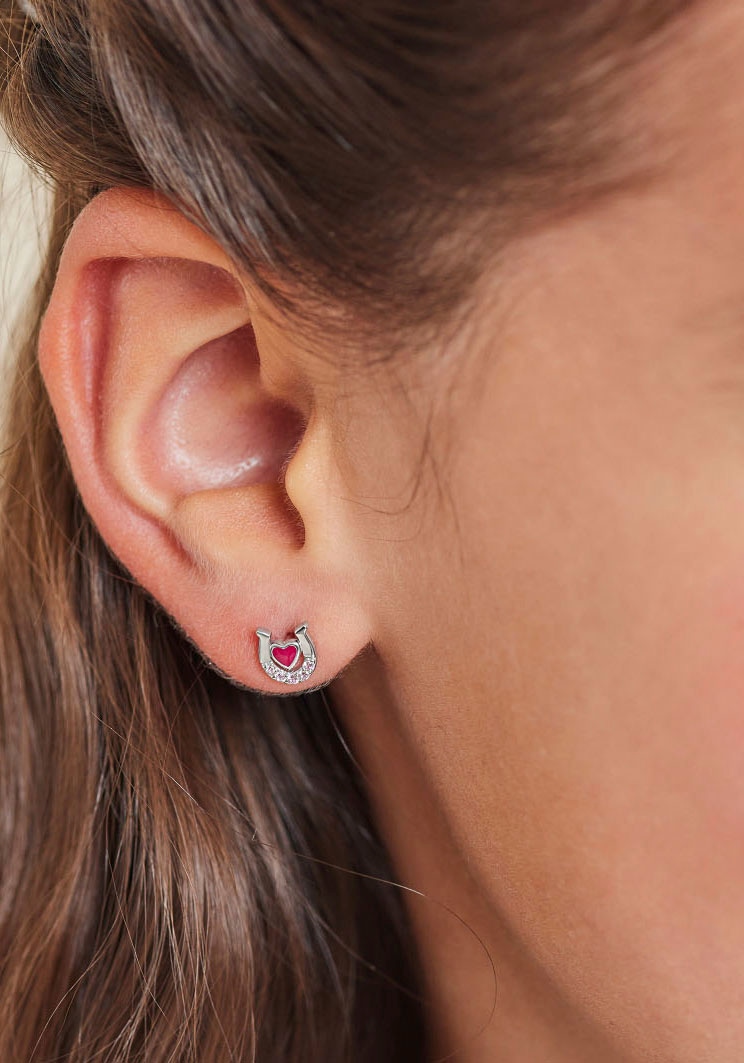 Amor Paar Ohrstecker »Horeses Heart, 2026617«, Made in Germany - mit Emaille, mit Zirkonia (synth.)