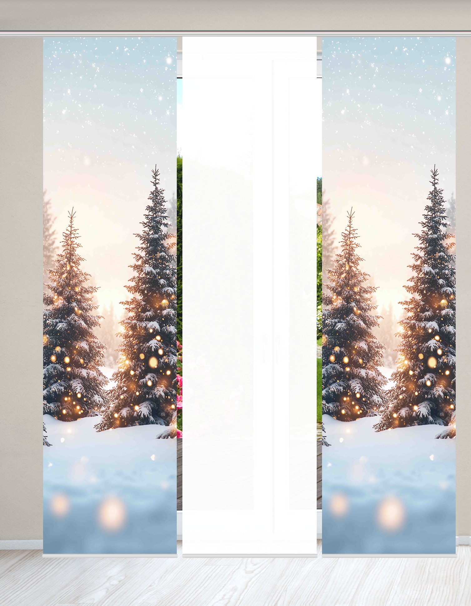 HOME WOHNIDEEN Schiebegardine »SCHNEETANNEN« Paneelwagen 3 Stk. tlg. SET, S günstig online kaufen