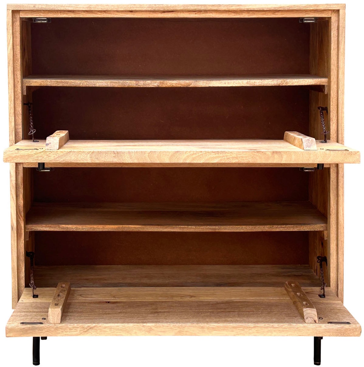 SIT Schuhschrank »Schuhkommode – Massives Holz mit Lamellen‑Front & kunstvollen Holz« 1 Stk. tlg. Massiver Schuhschrank mit Lamellen‑Front & kunstvollen Schnitzereien