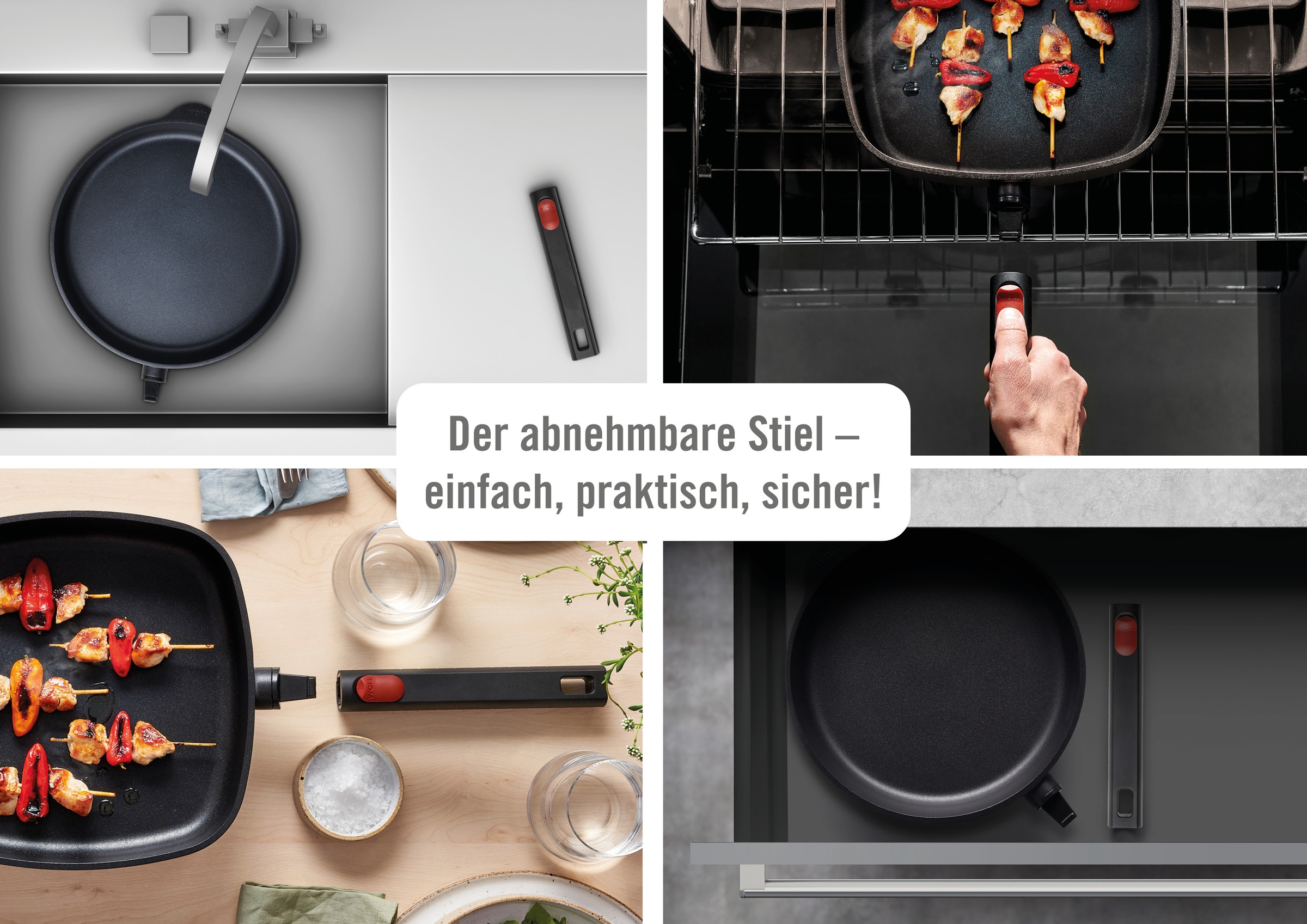 WOLL MADE IN GERMANY Grillpfanne »Logic inkl. Deckel« Aluminiumguss Set, 2 tlg. tlg. Abnehmbarer Stiel