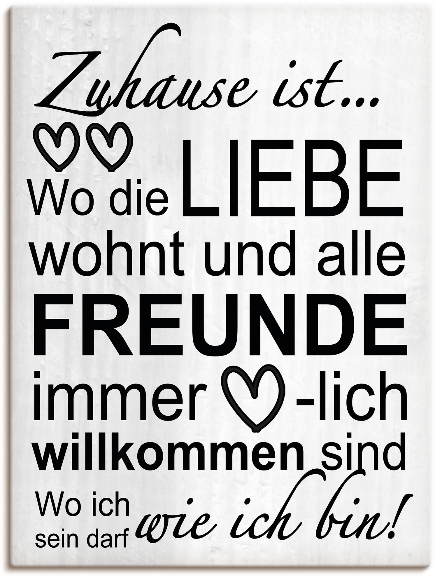 Artland Wandbild »Wo die Liebe wohnt«, Sprüche & Texte, (1 St.), als Alubil günstig online kaufen