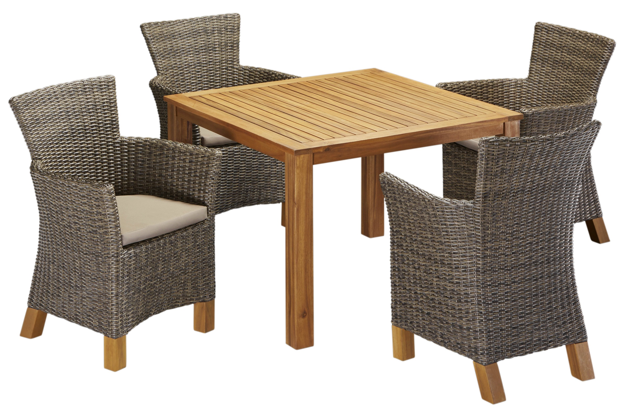 MERXX Garten-Essgruppe »Toskana« 9 Stk. tlg. 4 Sessel, Tisch 110x110x75 cm, günstig online kaufen