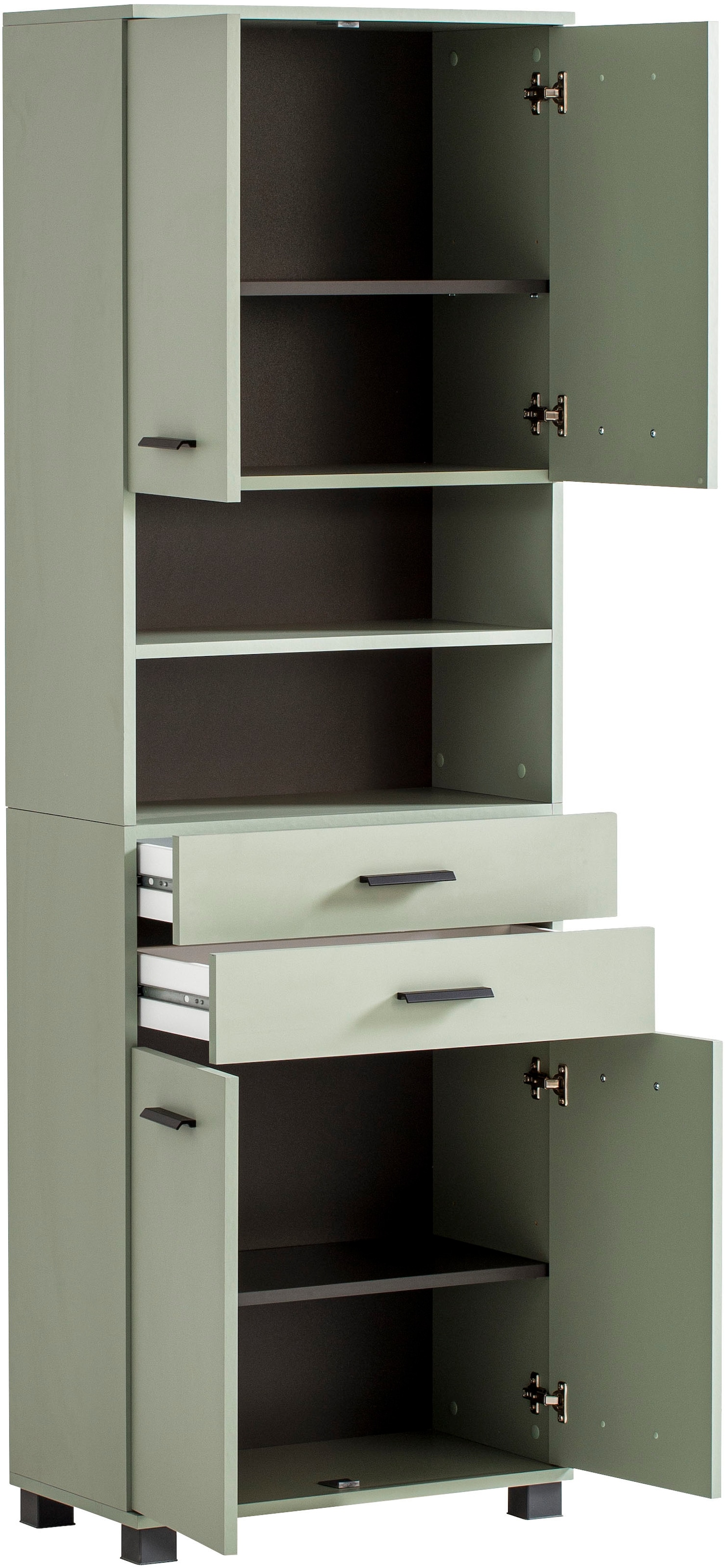 welltime Hochschrank »Palermo, Made in Germany«, Breite 60 cm, verstellbare Einlegeböden, Metallgriffe