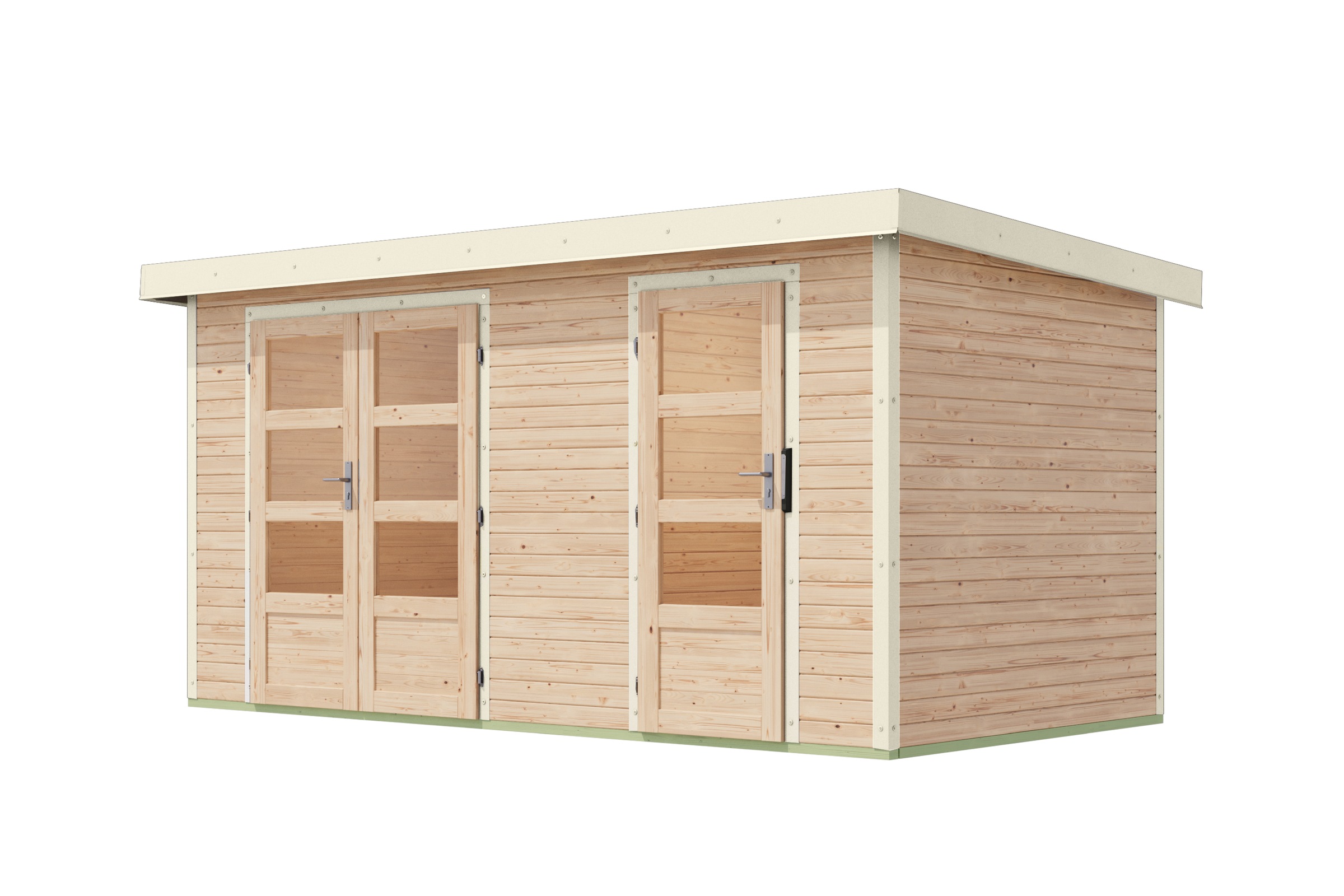Karibu Gartenhaus »"Merkur A"«, langlebige Kombination aus Holz- und Metallelementen