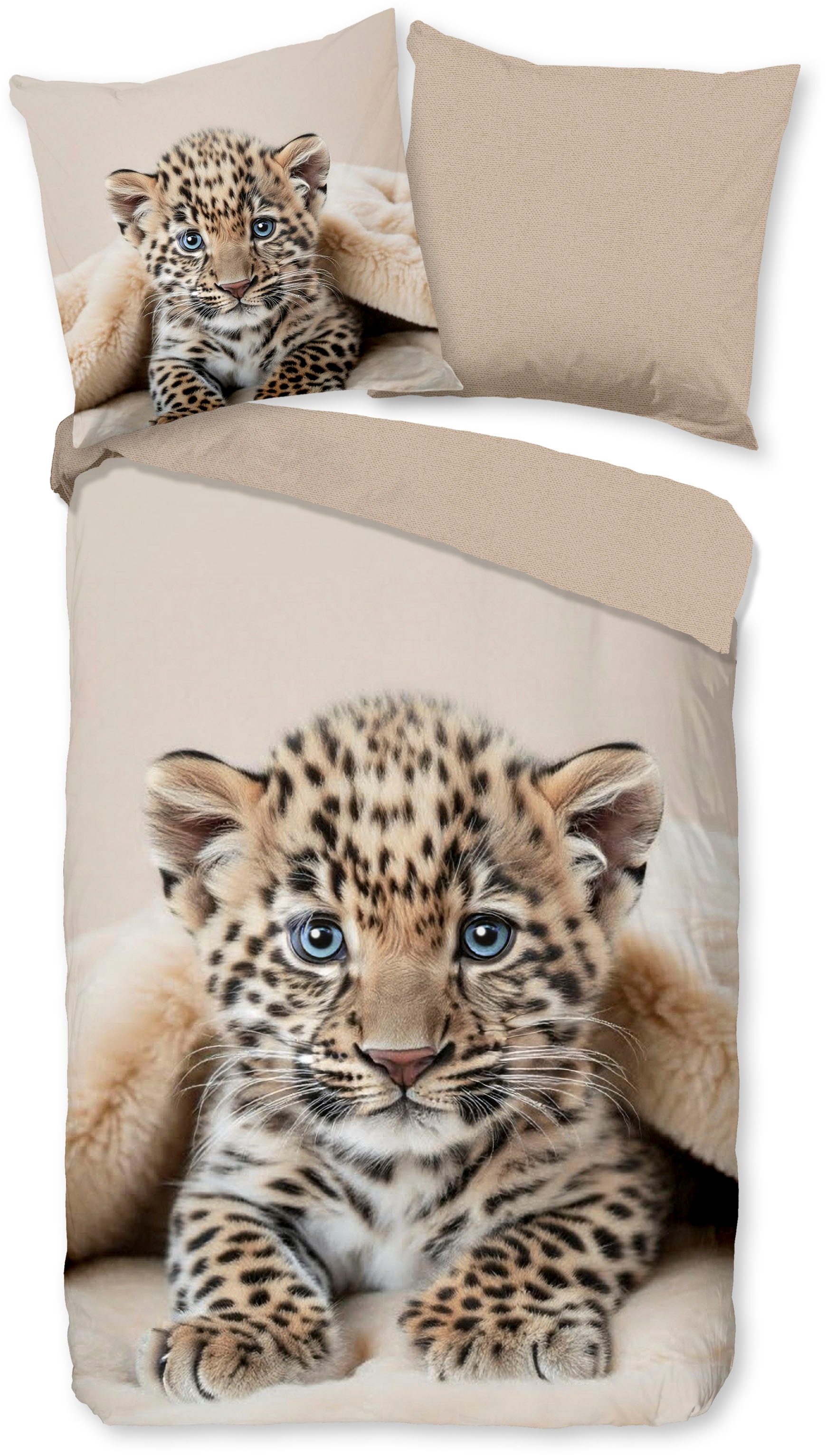 good morning Kinderbettwäsche »Simo« 2 Stk. Baumwolle, Renforcé, Wendeoptik, Kind, Tiger, Welpe