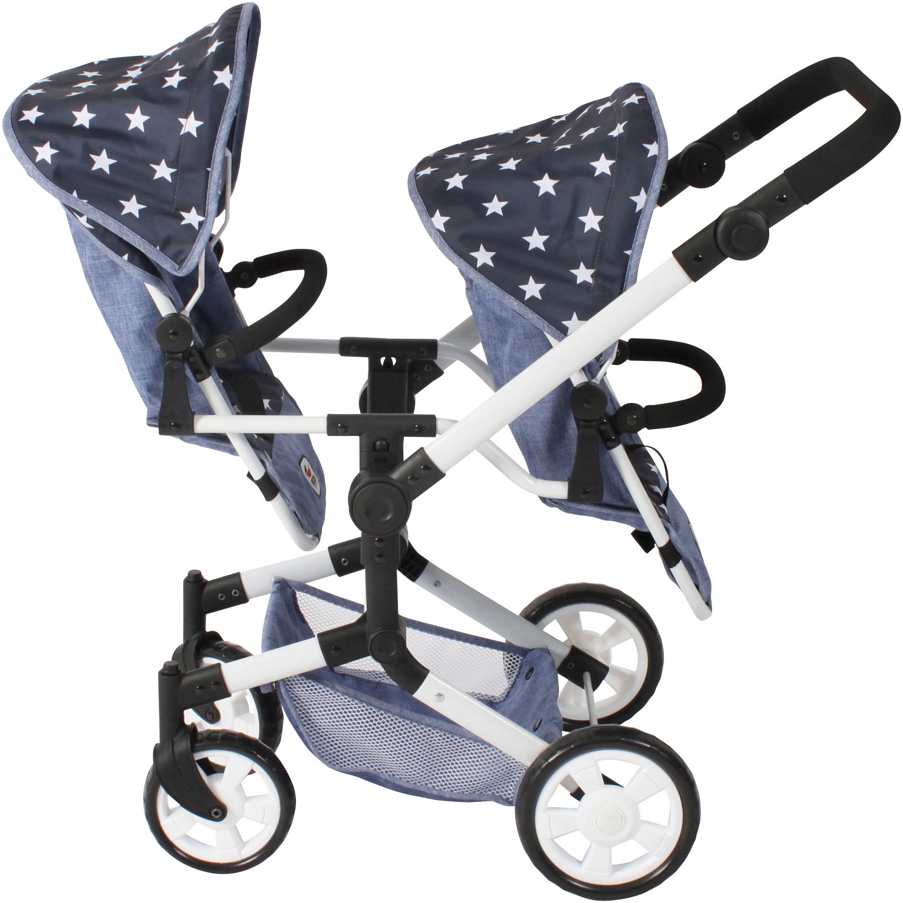 CHIC2000 Puppen-Zwillingsbuggy »Linus Duo, Sternchen«, mit zwei abnehmbaren, bis in Liegeposition verstellbaren Sportsitzen