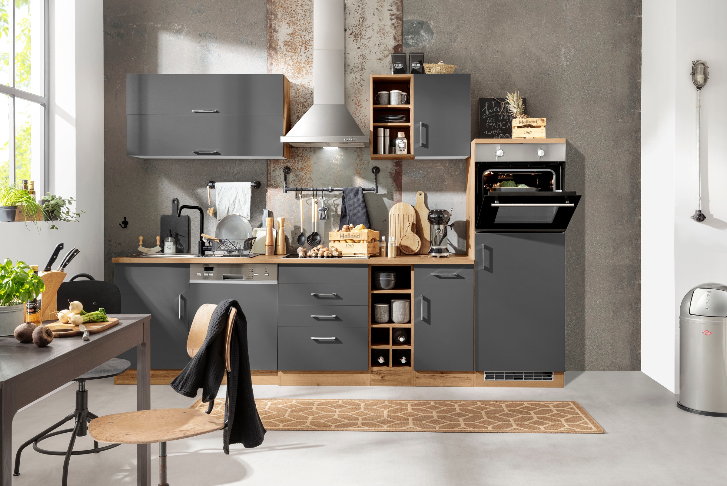 KOCHSTATION Küchenzeile »KS-Colmar«, mit E-Geräten, Breite 300 cm