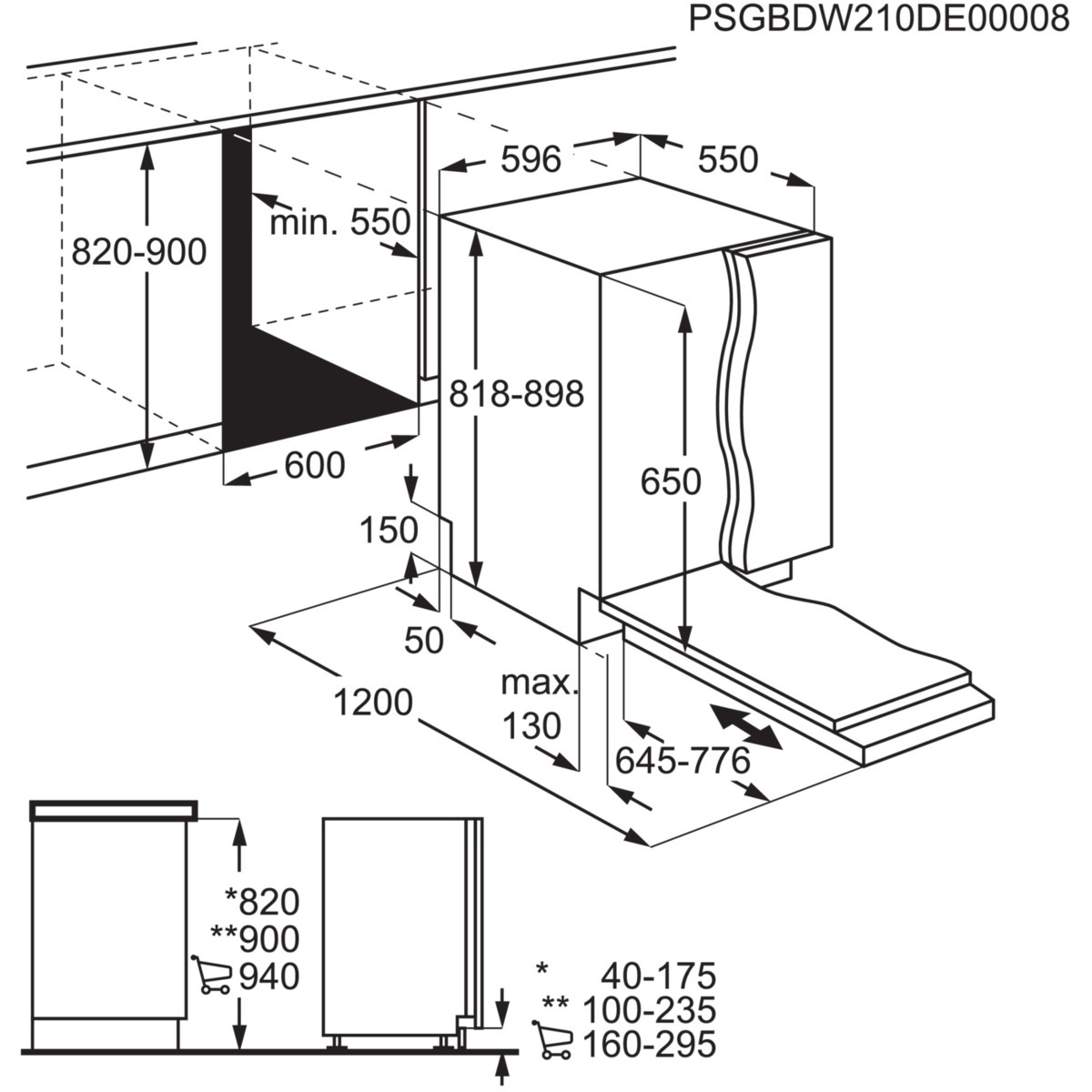 AEG vollintegrierbarer Geschirrspüler 6000 »FSE53617Z 911536621«, 13 Maßgedecke, AutoOff - Abschaltautomatik