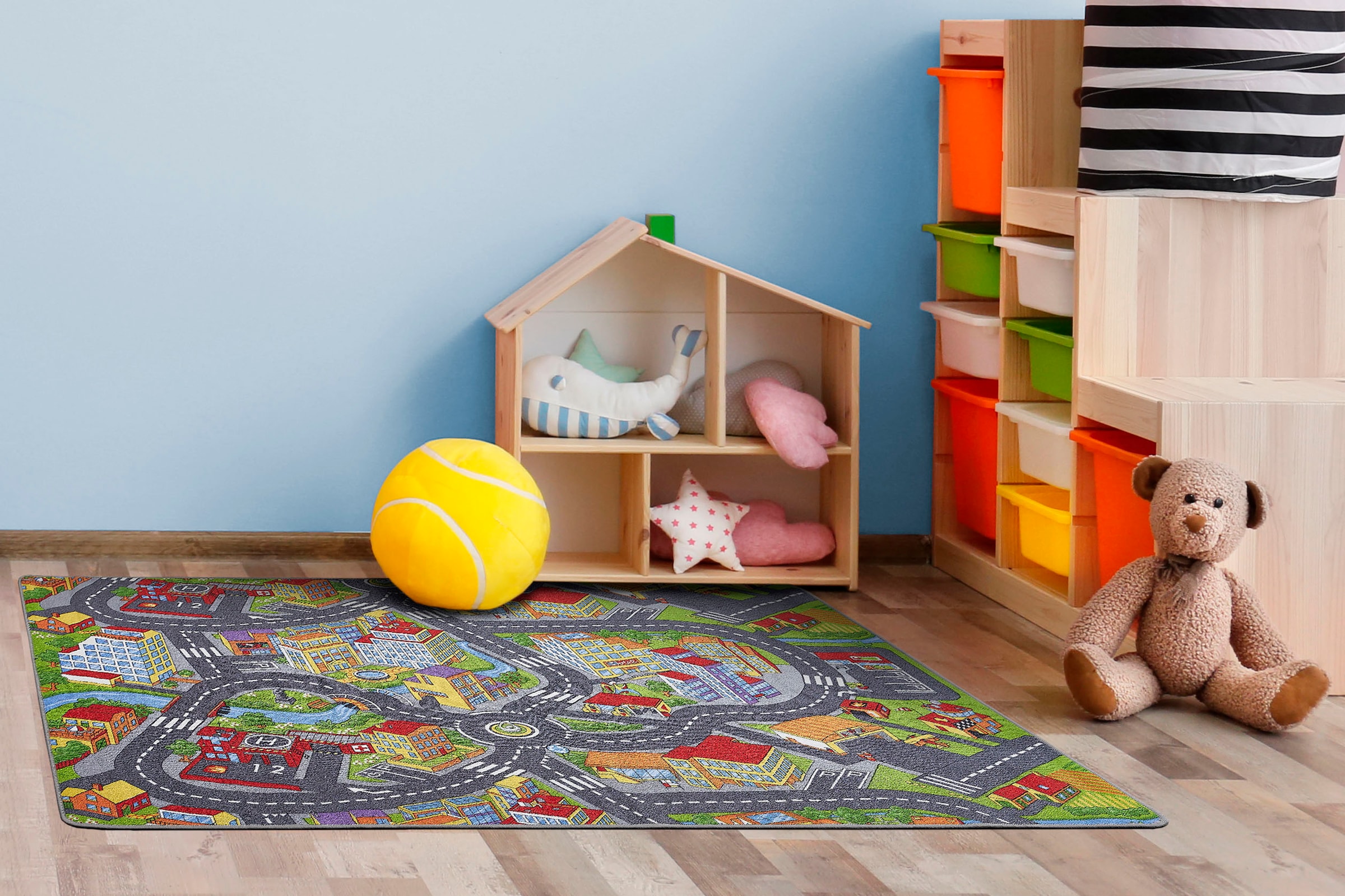 Andiamo Kinderteppich »Straße Lagerräumung«, rechteckig, 5 mm Höhe, Straßen-Spiel-Teppich, Sonderposten, für Mädchen & Jungen
