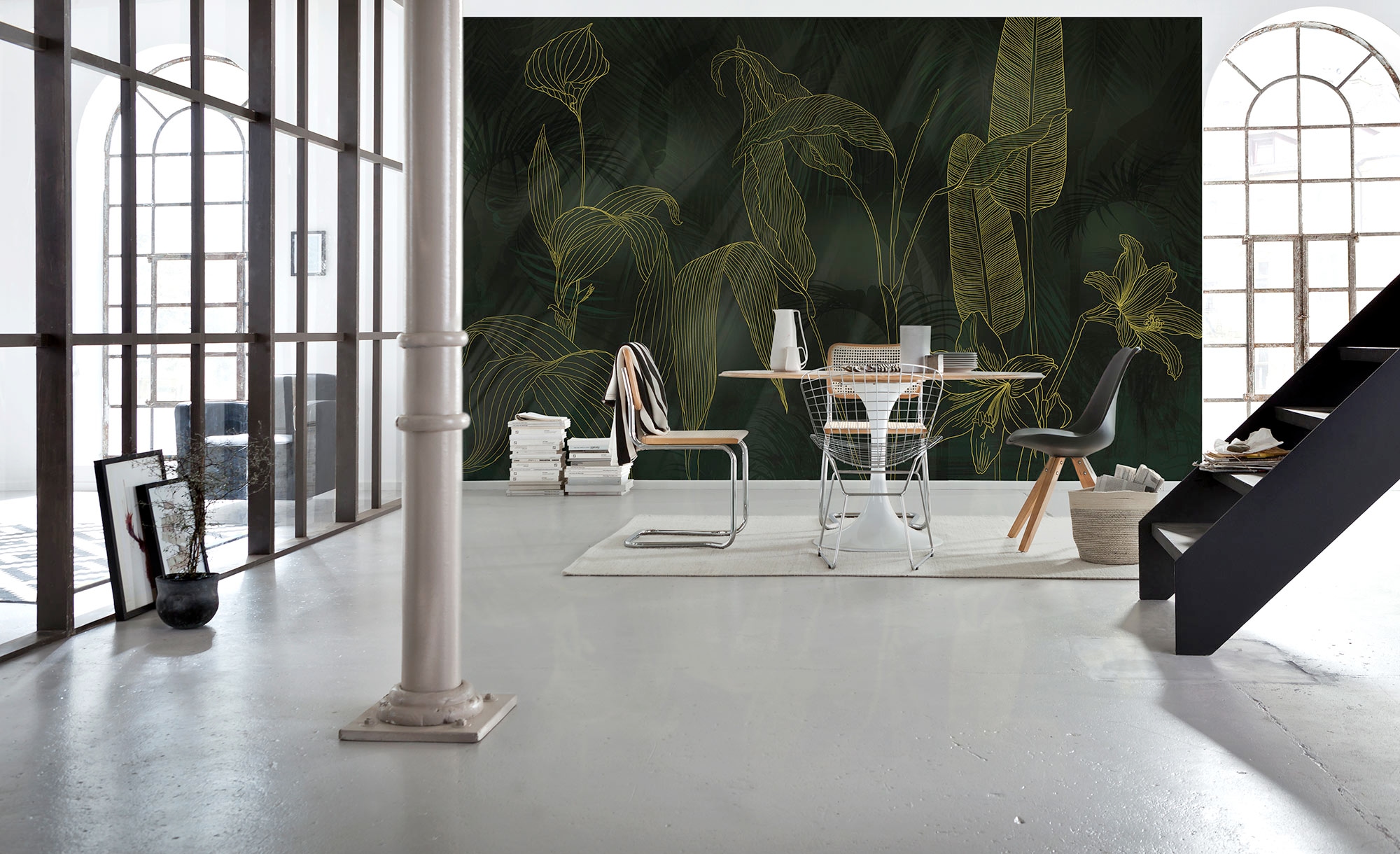 Komar Fototapete »Digitaldruck Vlies - Darkest Green - Größe 400 x 250 cm«, bedruckt-floral-geblümt-gemustert-tropisch, Wohnzimmer, Schlafzimmer