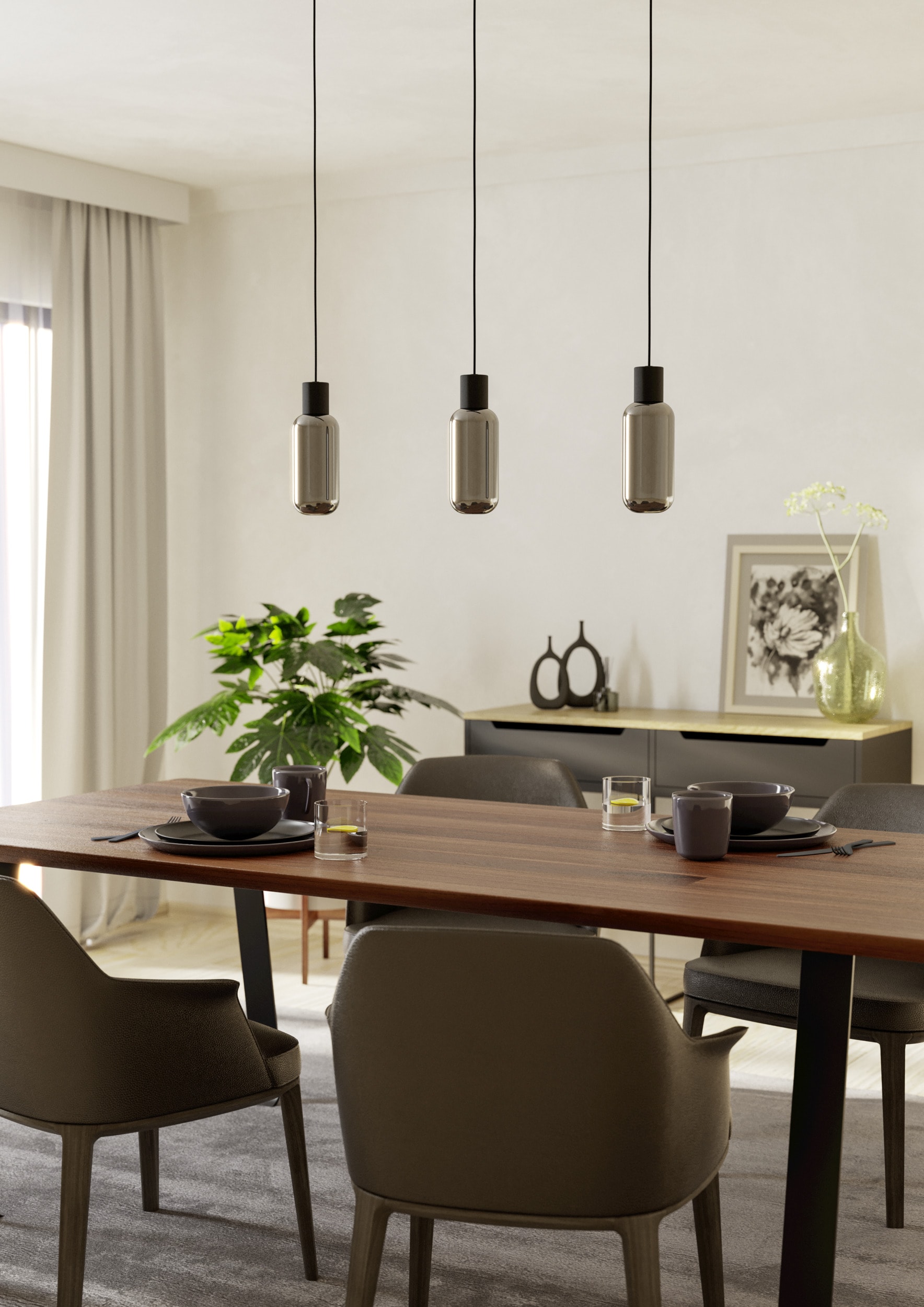 EGLO Hängeleuchte »MAIONE Pendellampe - Stahl - E27 - 3X4W - IP20« E27 1 Stk. Hängelampe, Deckenlampe, Wohnzimmer, Esszimmer, L77 x B9 x H110 cm