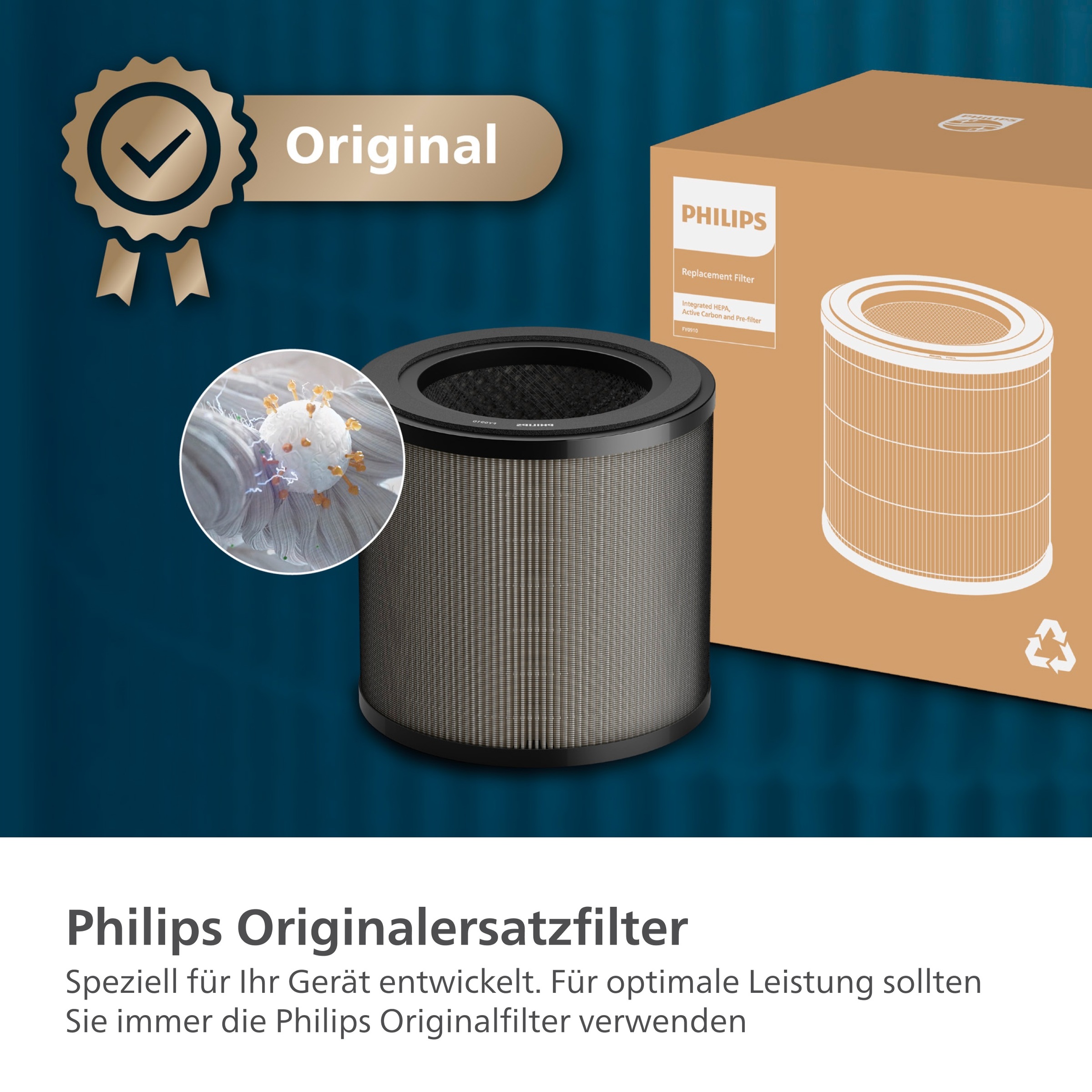 Philips Ersatzfilter »FY0910/30 HEPA NanoProtect Filter«, (1 tlg.), bis zu 1 Jahr verwendbar, 1 Filter im Lieferumfang