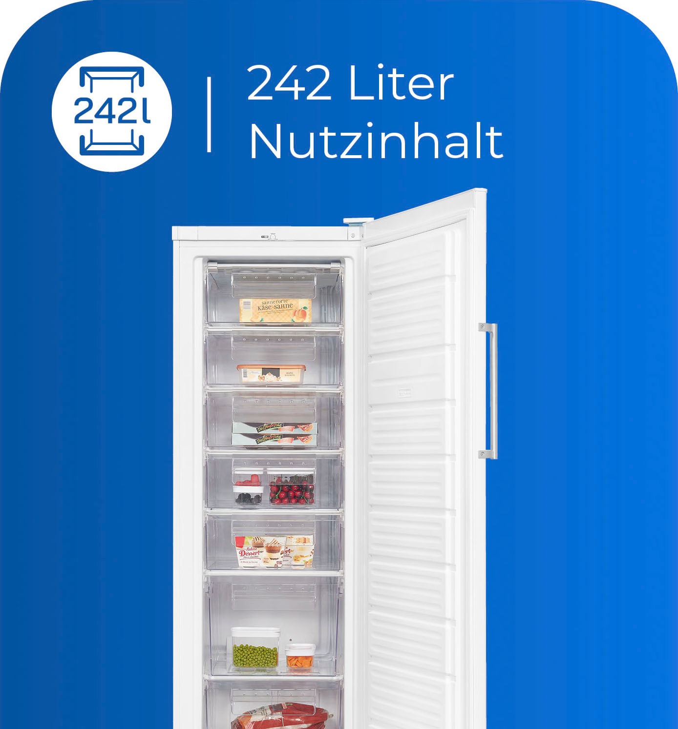 exquisit Gefrierschrank »GS280-H-040E weiss«, 173 cm hoch, 60 cm breit, 242 L Volumen, 4 Sterne Gefrieren