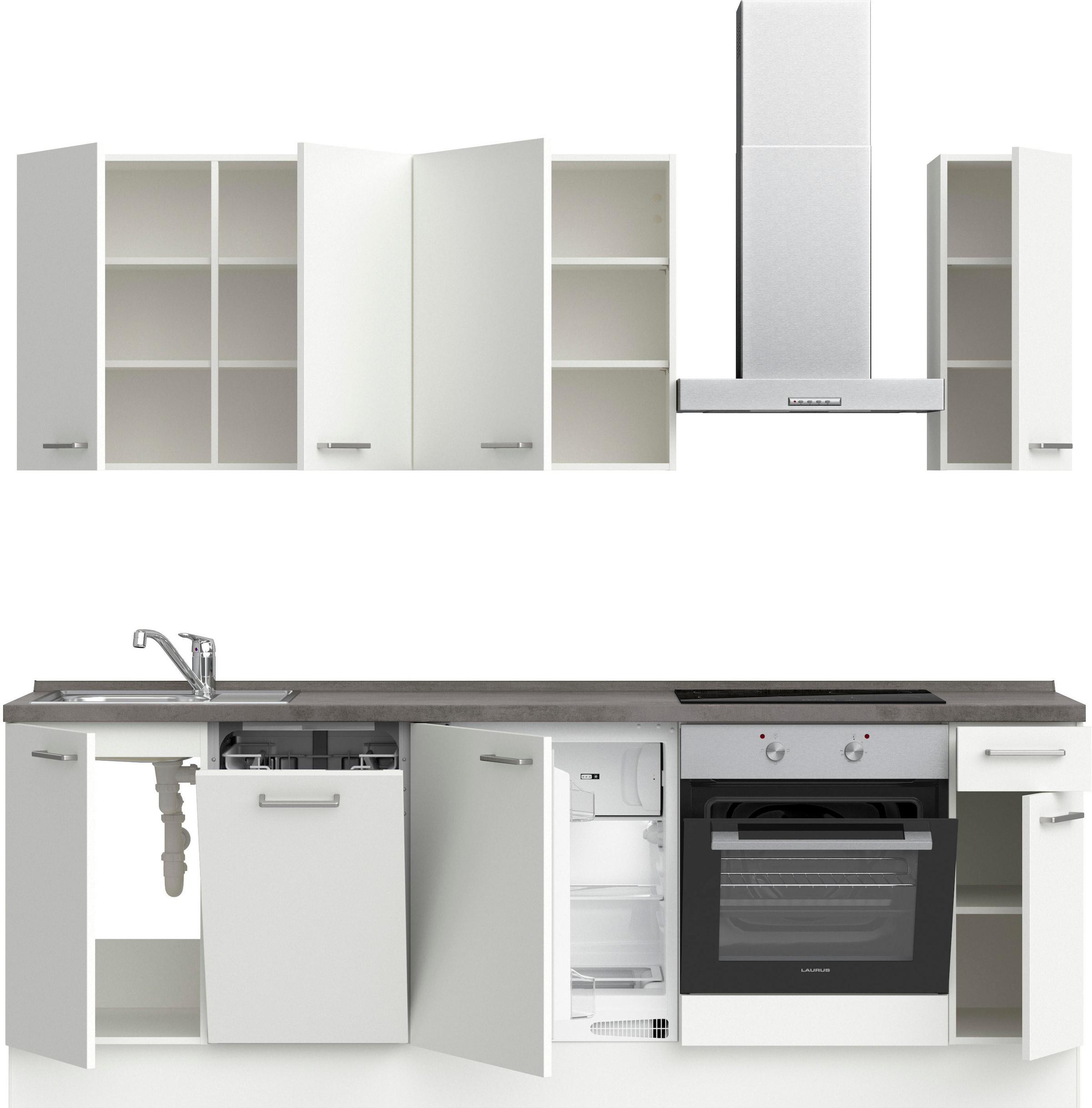 nobilia® Küchenzeile »"Touch I"« vormontiert, Ausrichtung wählbar, Breite 240 cm, wahlw. mit E-Geräten