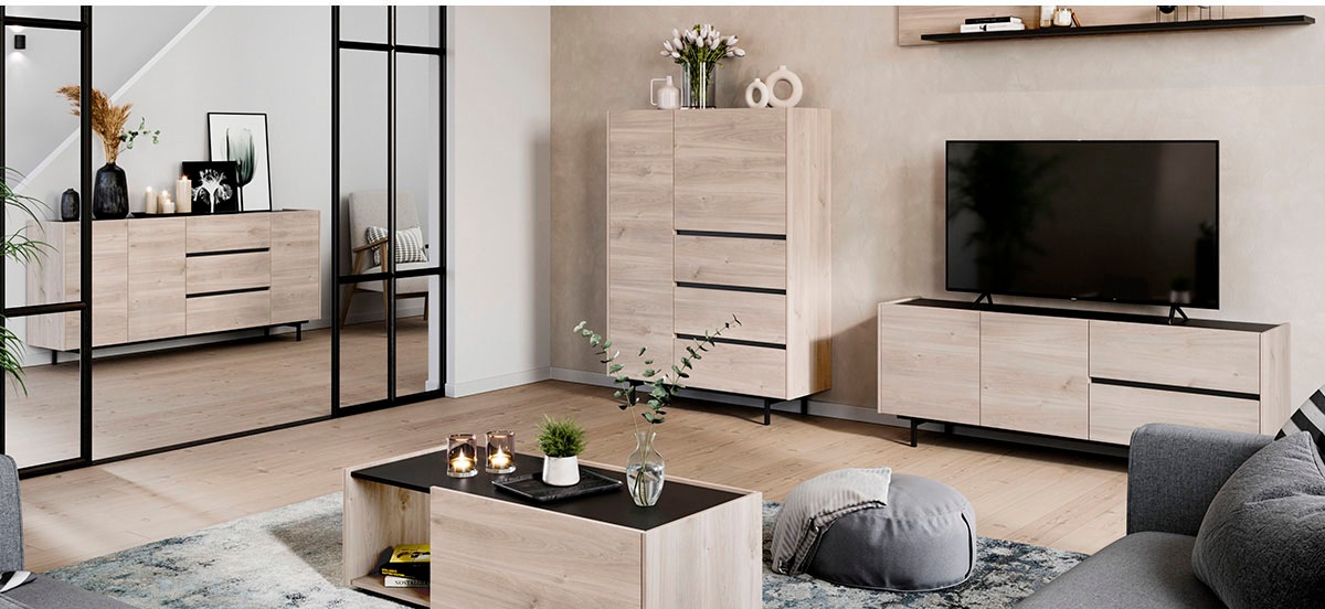 GERMANIA Wohnzimmer-Set »Cantoria«, (Set, 3 St.), mit Sideboard, Highboard, Lowboard, griffloses Design