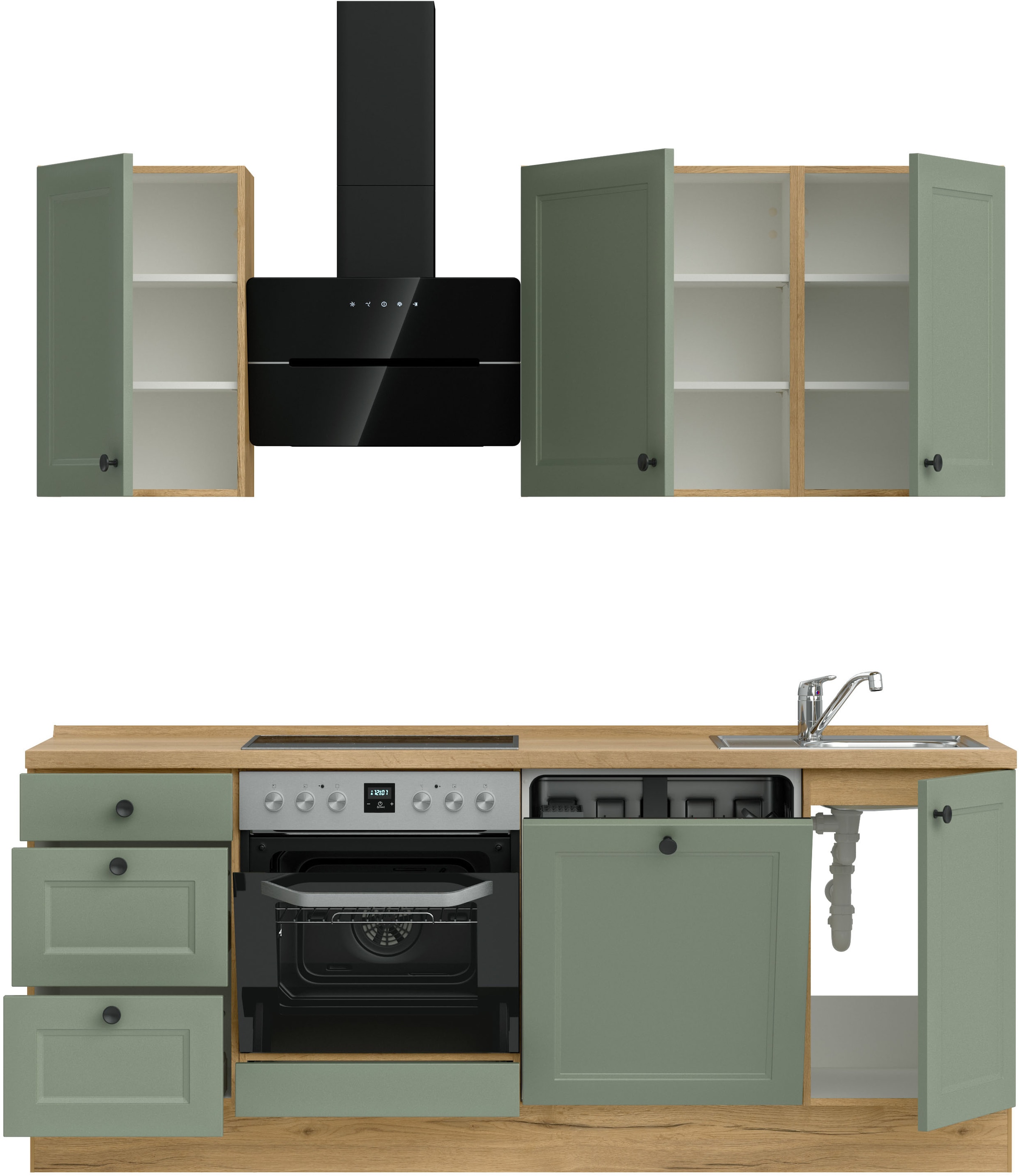 nobilia® Küchenzeile »"Cascada II"«, vormontiert, Breite 210 cm, Ausrichtung wählbar, wahlw. mit E-Geräten