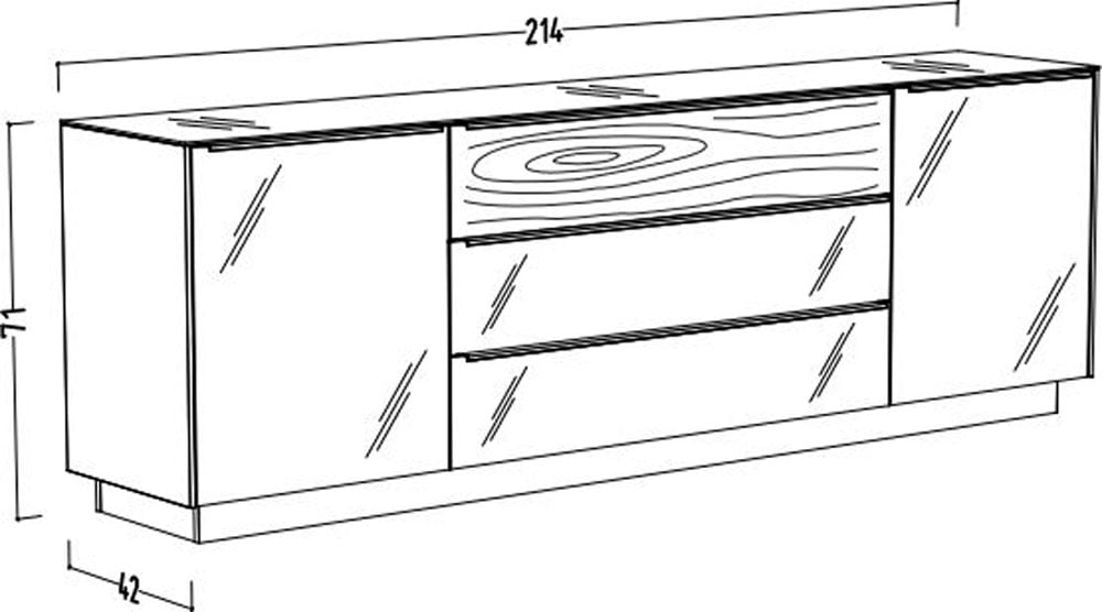 Mäusbacher Lowboard Packung,  Lowboard, BHT 214/71/42 cm, inkl. Griffbeleuchtung, Türdämpfung