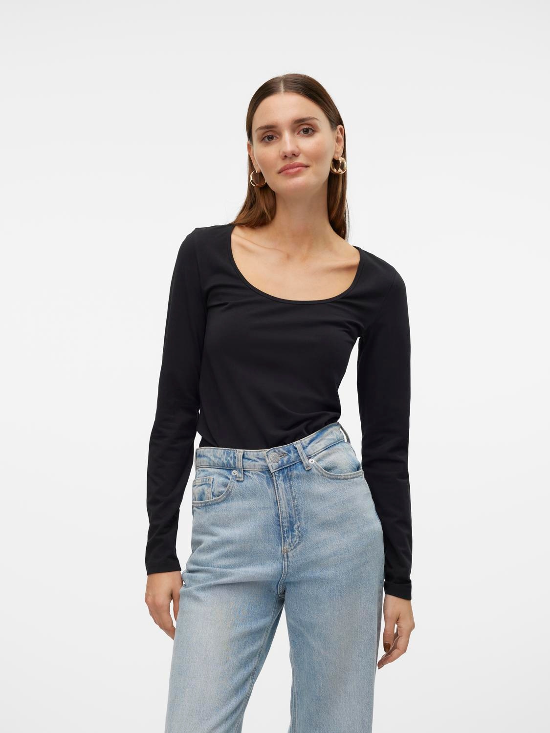 Vero Moda Langarmshirt »VMLULU LS U-NECK TOP JRS GA NOOS«