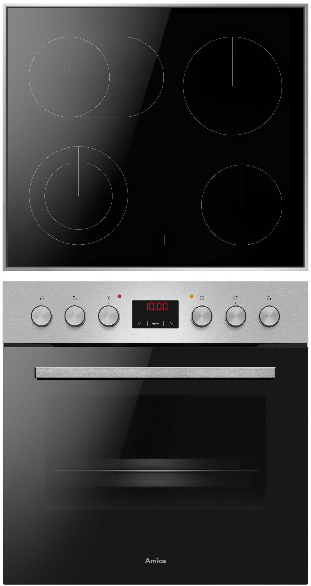 Amica Elektro-Herd-Set ACHE 9335 E »ACHE 9335 E« mit Teleskopauszug nachrüstbar Steam Clean Set, Multifunktionsbackofen;Glaskeramik-Kochfeld, 1 Stk. tlg.