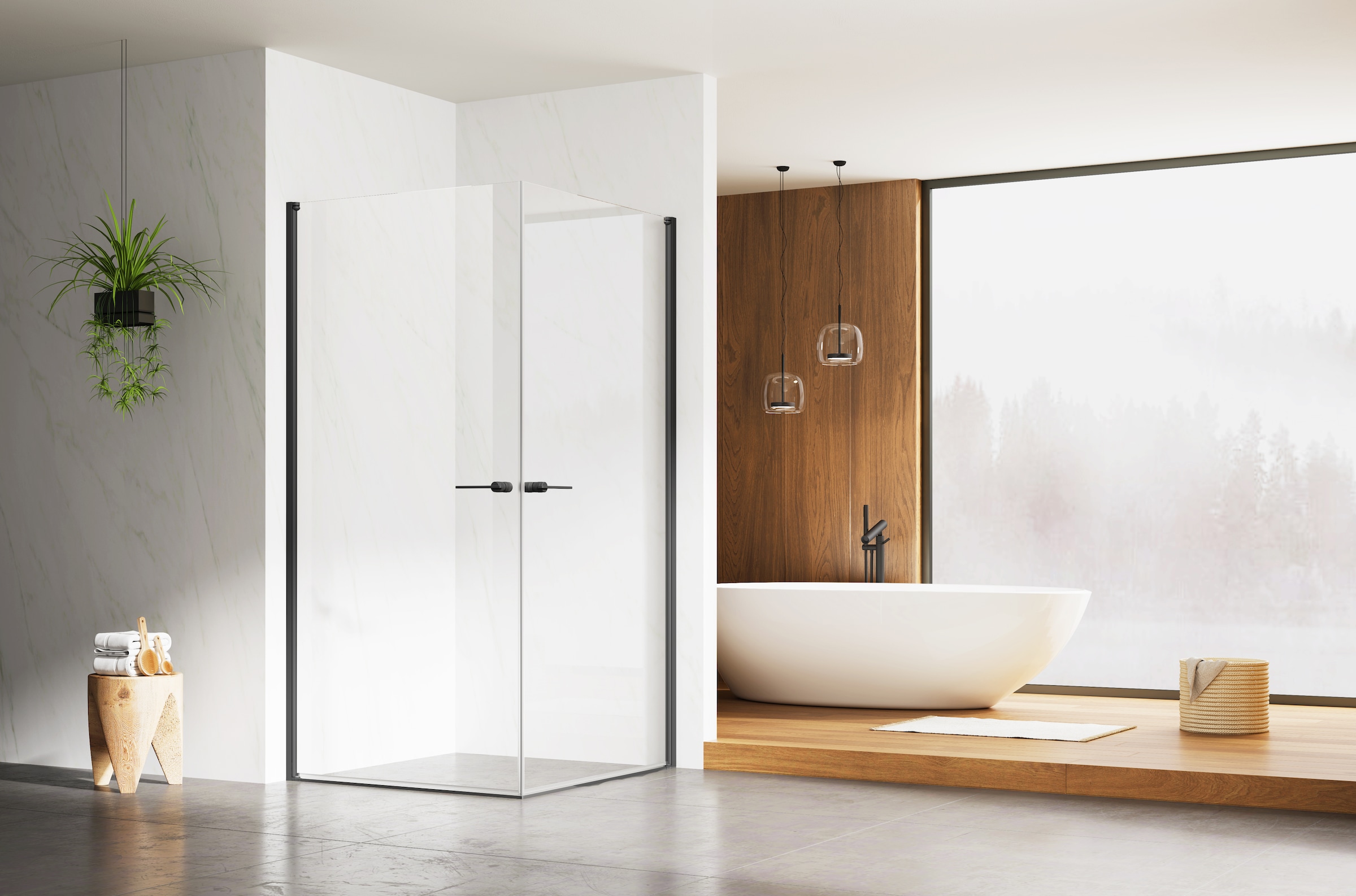 welltime Eckdusche »Firenze« Rahmenloses Design mit extravaganten Griffen